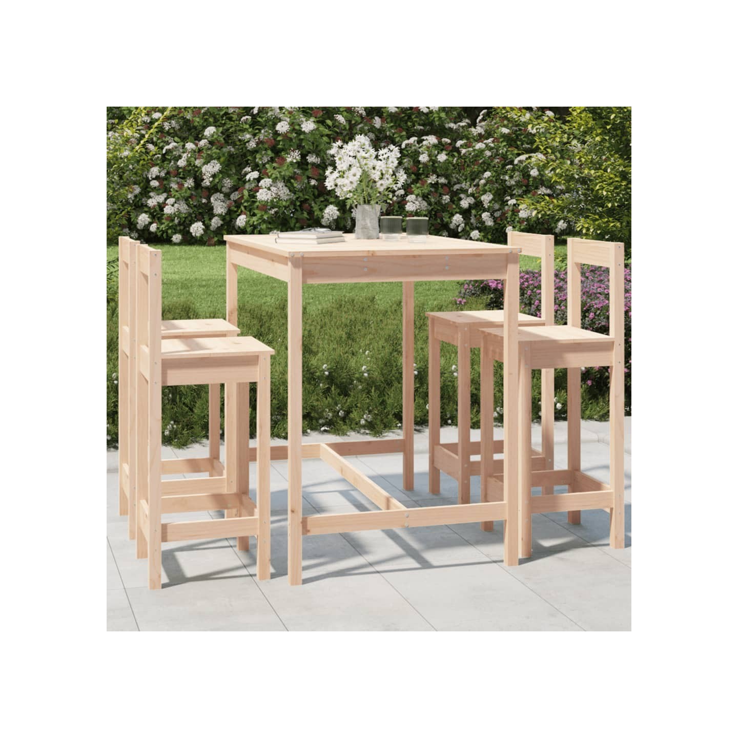 Ensemble de bar de jardin 5 pcs bois de pin massif