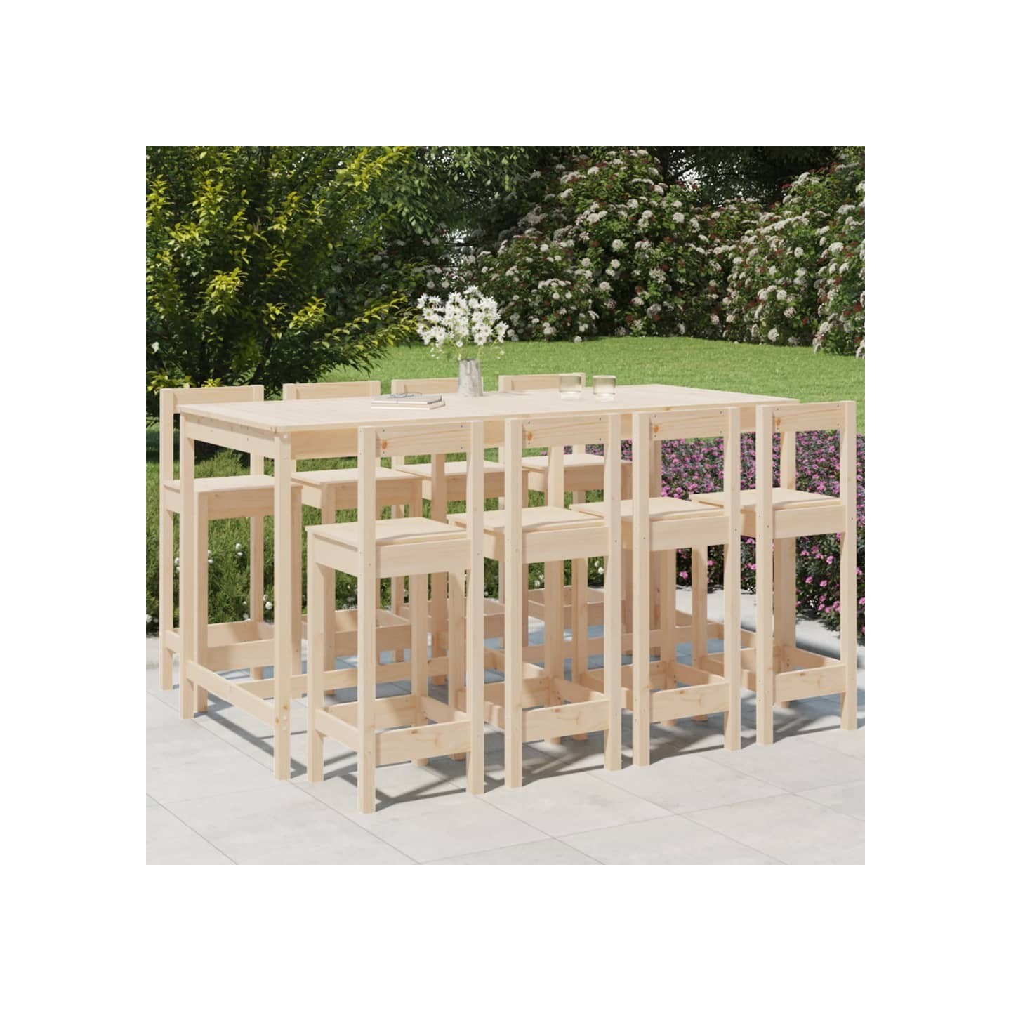 Ensemble de bar de jardin 9 pcs Bois de pin massif