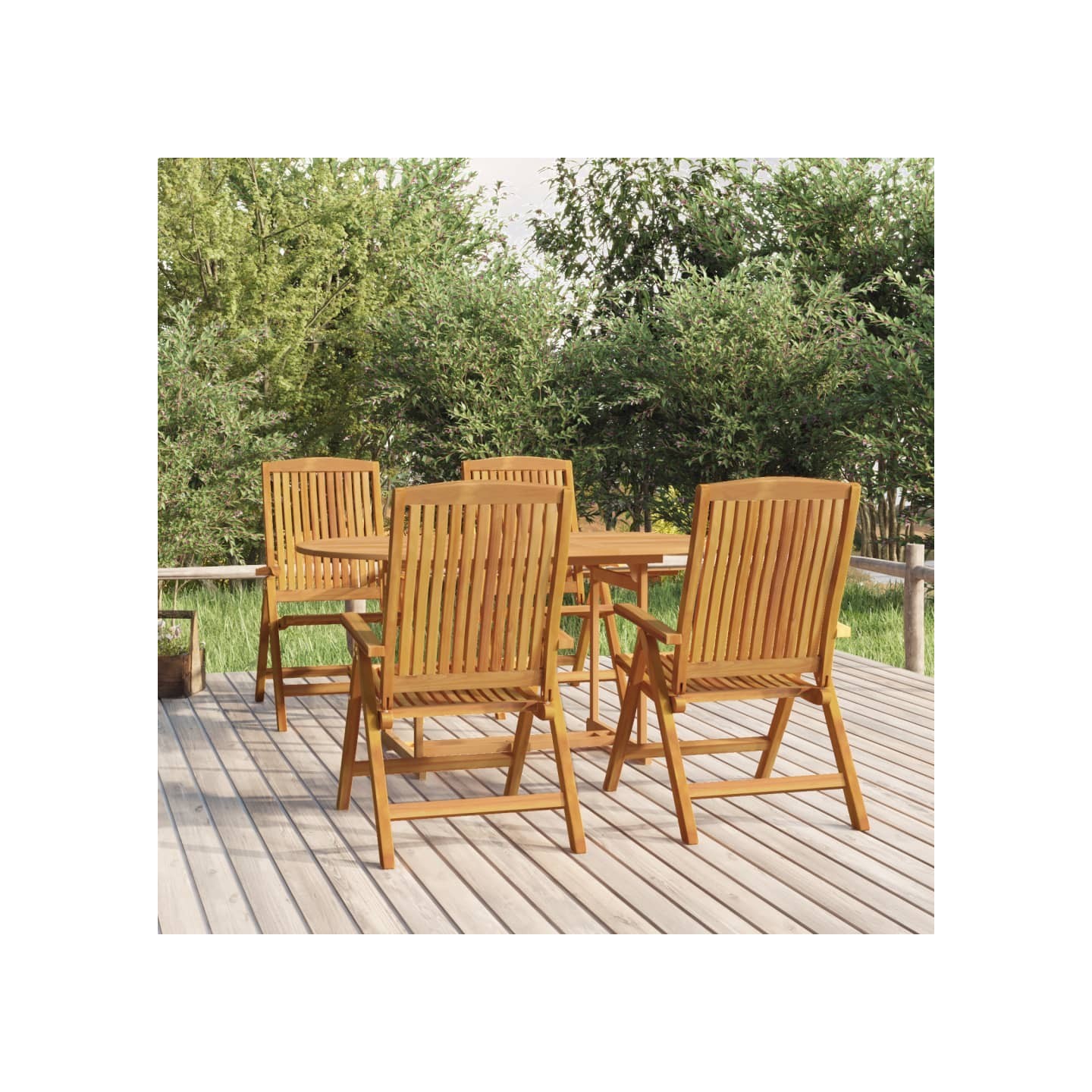 Fauteuils pliants inclinables, 4 pièces, en bois de teck massif