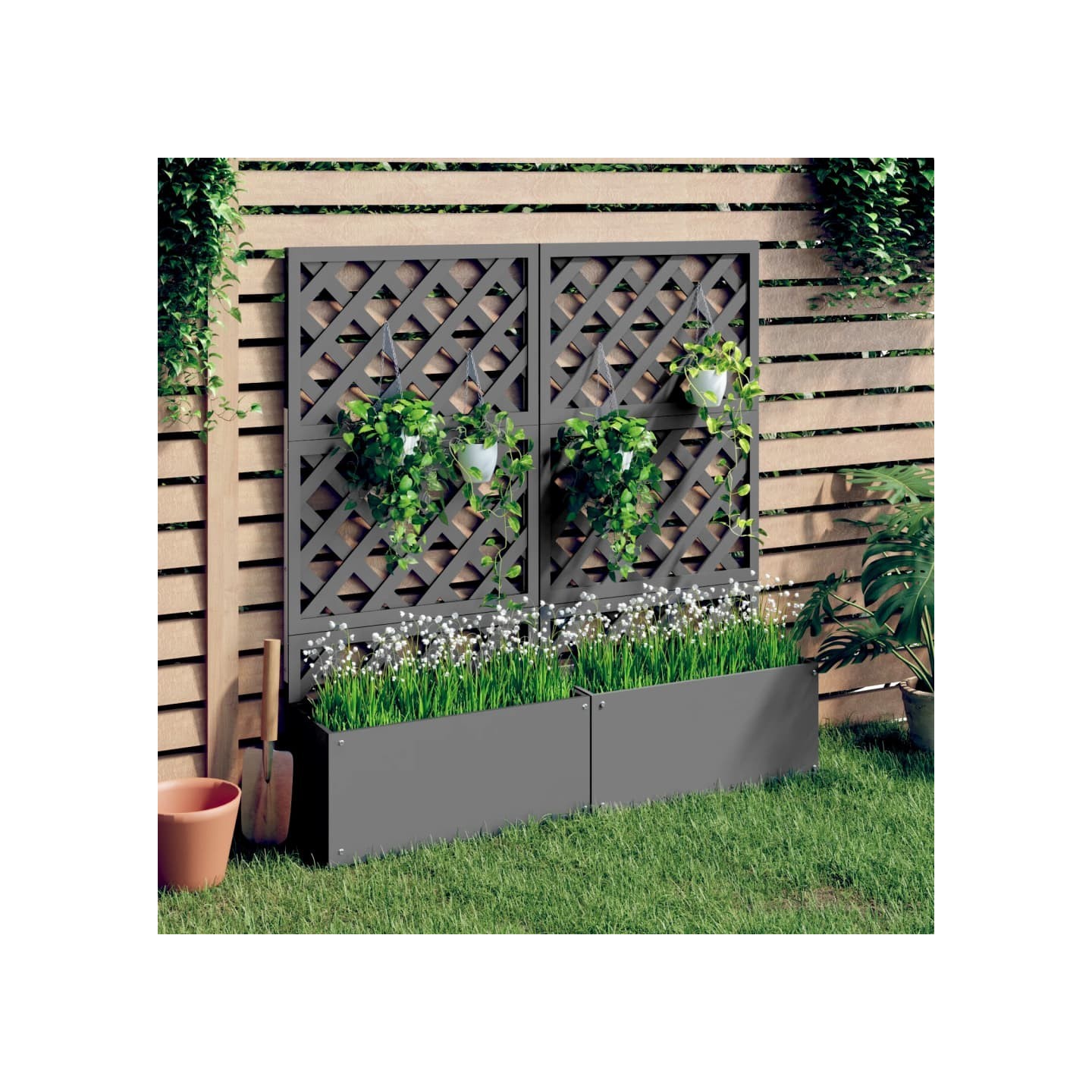 Jardinières en treillis 2 pcs Gris 65x33x135 cm WPC
