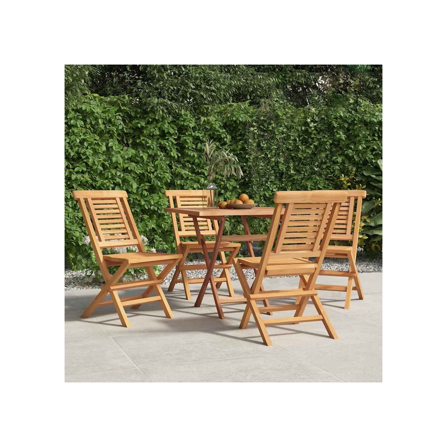 Chaises pliantes, lot de 4, 47 x 63 x 90 cm, en bois de teck massif