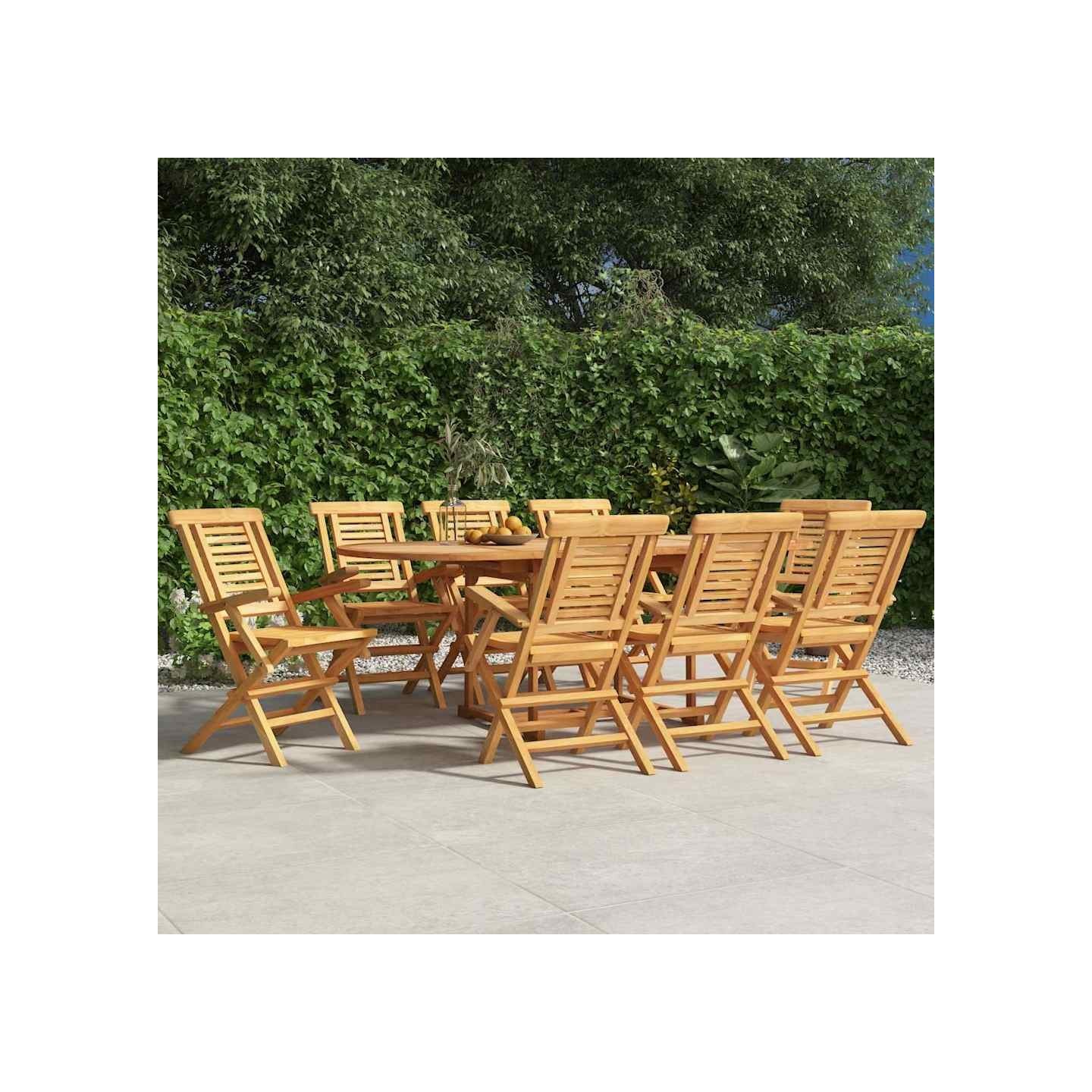 Chaises pliantes, lot de 8, 56 x 63 x 90 cm, en bois de teck massif
