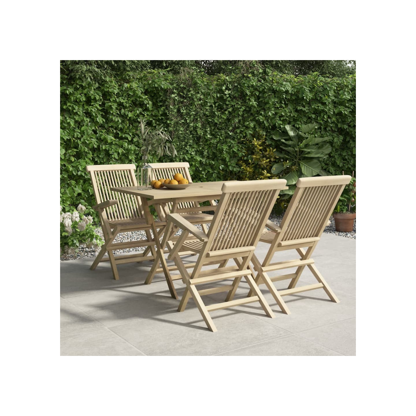 Salon de jardin 5 pcs gris bois de teck massif