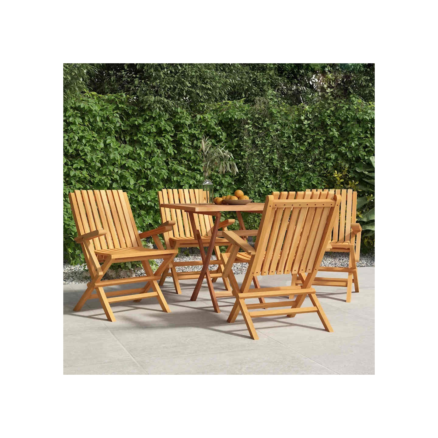 Chaises pliantes, lot de 4, 61 x 67 x 90 cm, en bois de teck massif