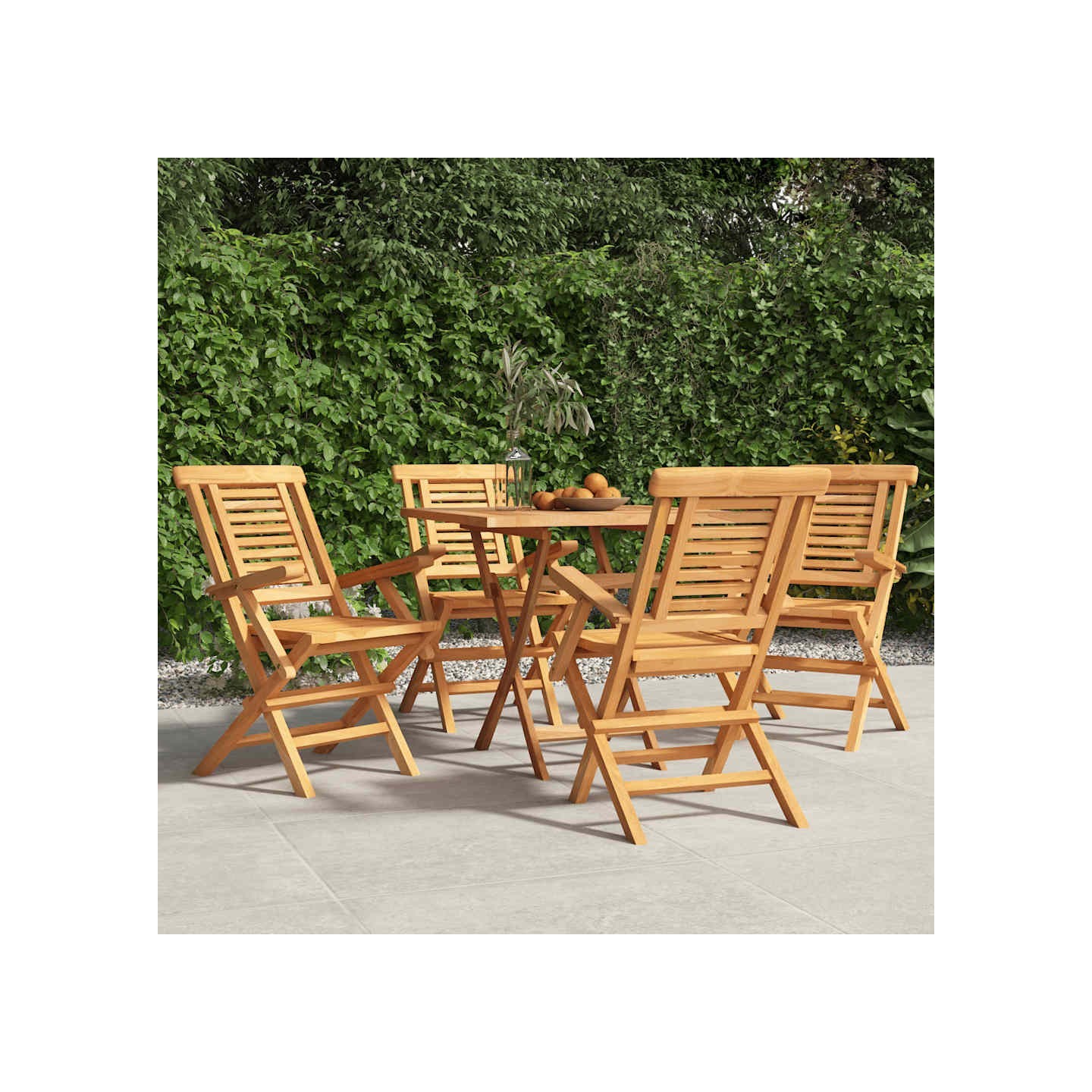 Chaises pliantes, lot de 4, 56 x 63 x 90 cm, en bois de teck massif