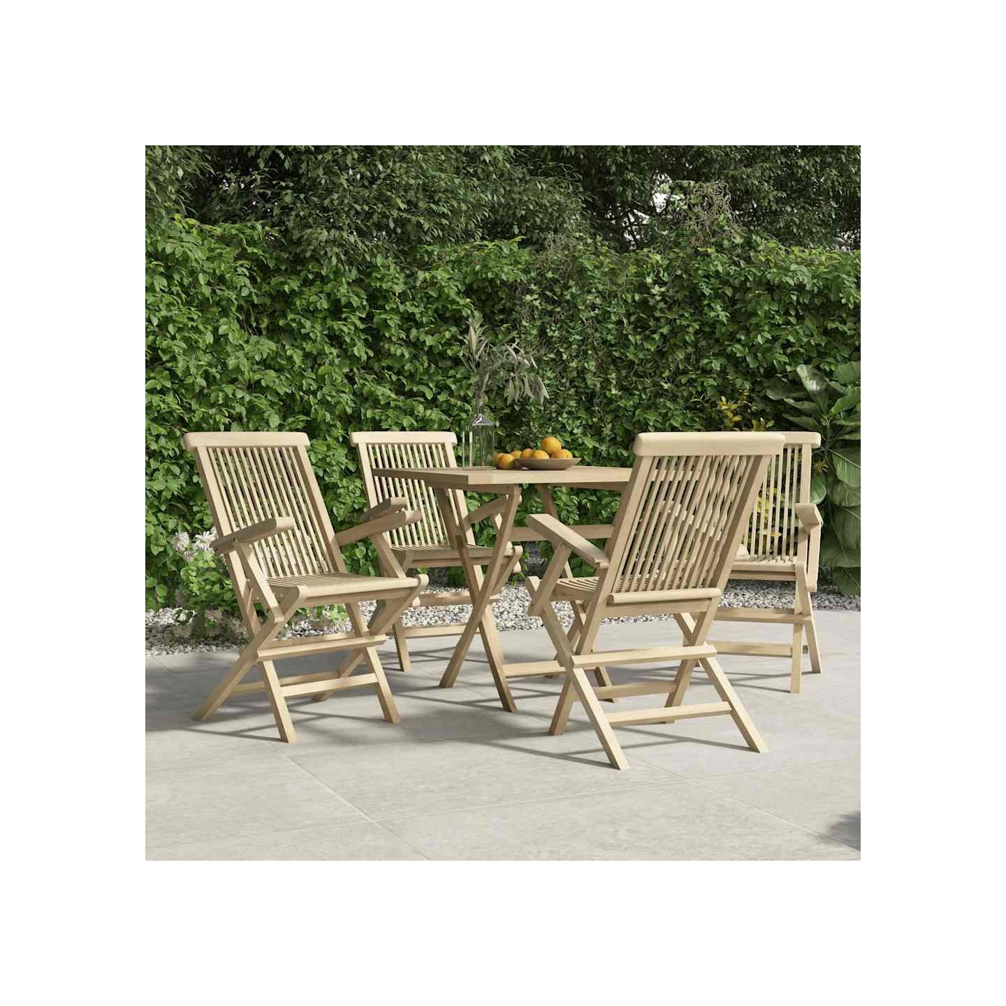 Chaises pliantes 4 pièces Gris 56x61x89 cm Bois massif Teck