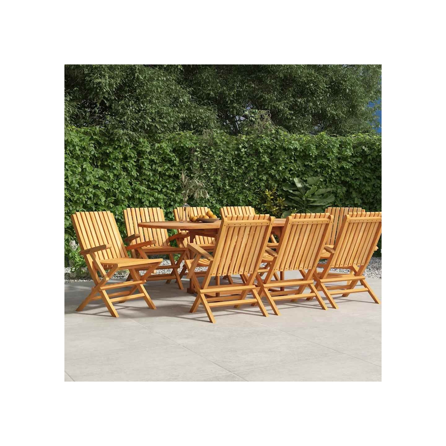 Chaises pliantes, lot de 8, 61 x 67 x 90 cm, en bois de teck massif