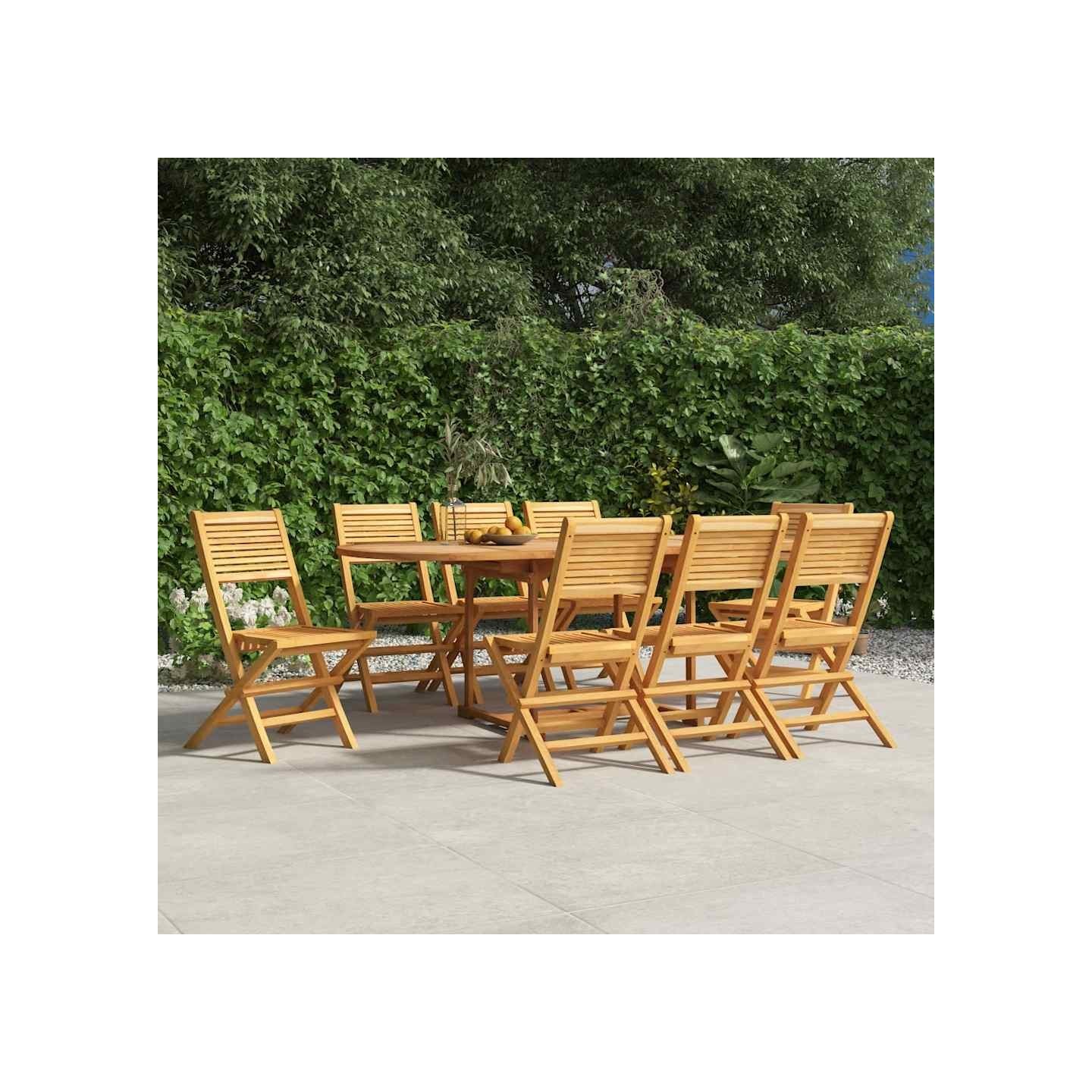 Chaises pliantes, lot de 8, 47 x 62 x 90 cm, en bois de teck massif