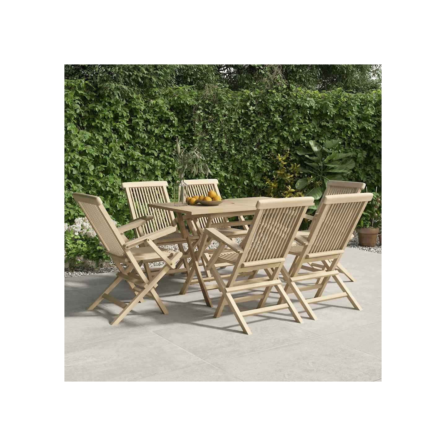 Chaises pliantes 6 pièces Gris 56x61x89 cm Bois massif Teck