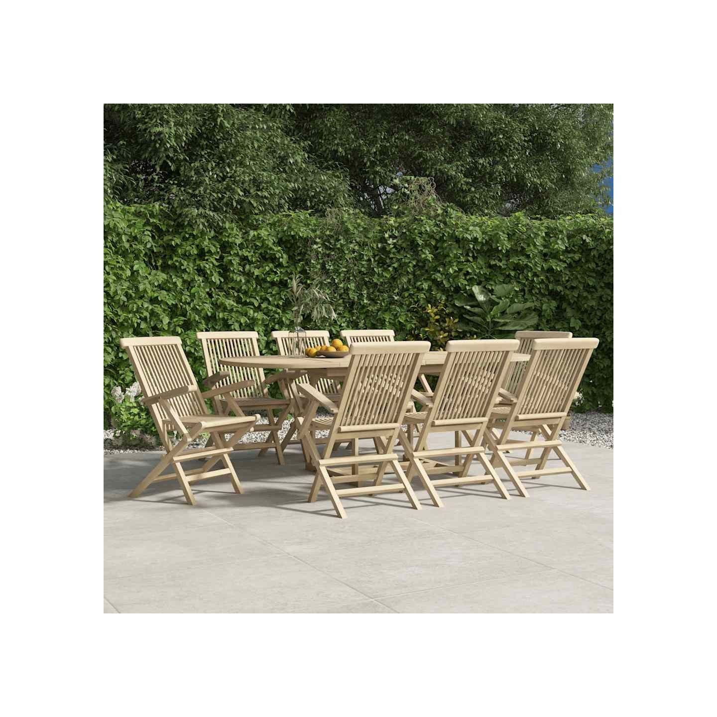 Chaises pliantes 8 pièces grises 56x61x89 cm en bois massif de teck