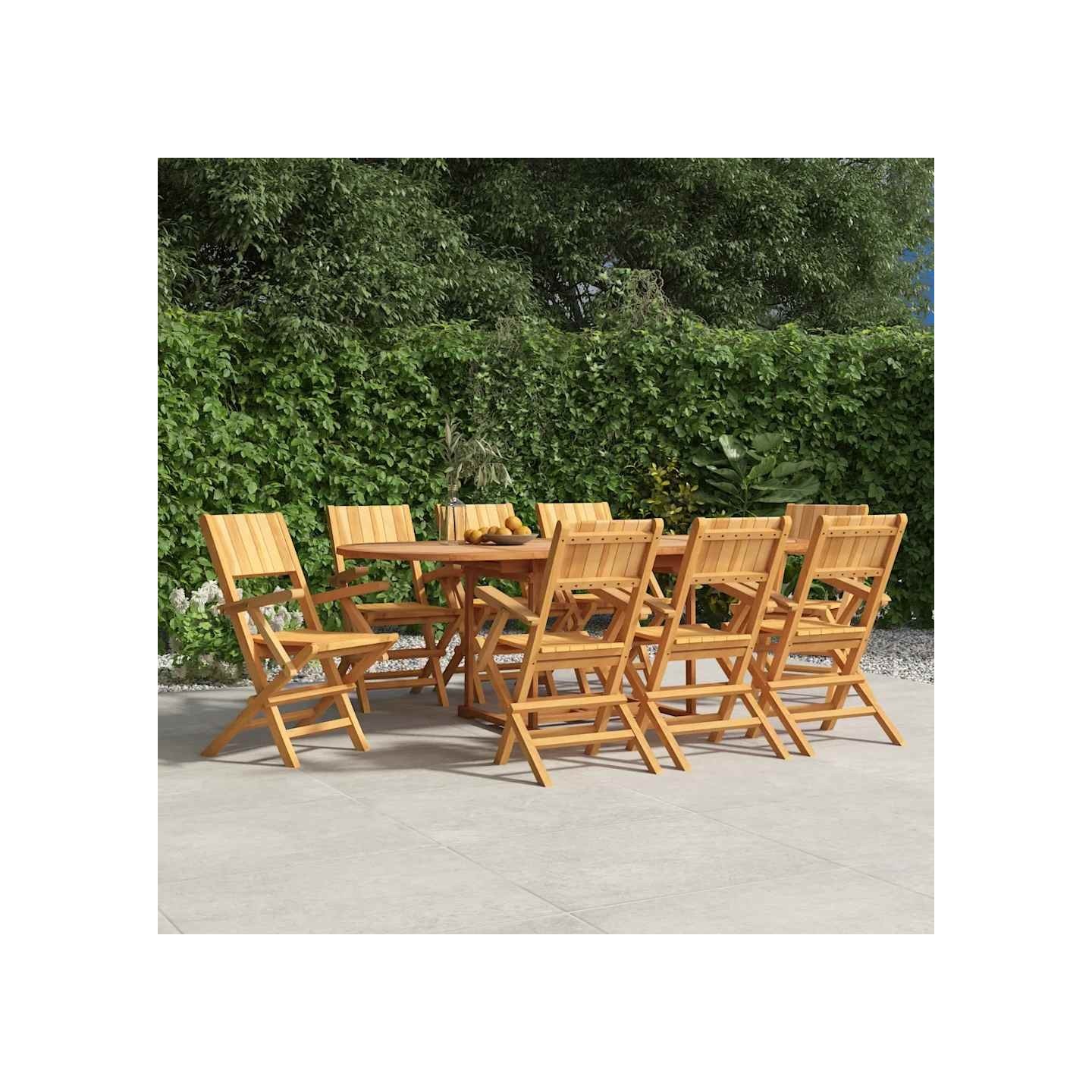 Chaises pliantes, lot de 8, 55 x 61 x 90 cm, en bois de teck massif