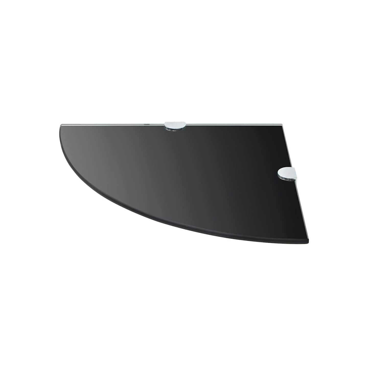 Étagère de coin avec supports chromés Verre Noir 25 x 25 cm