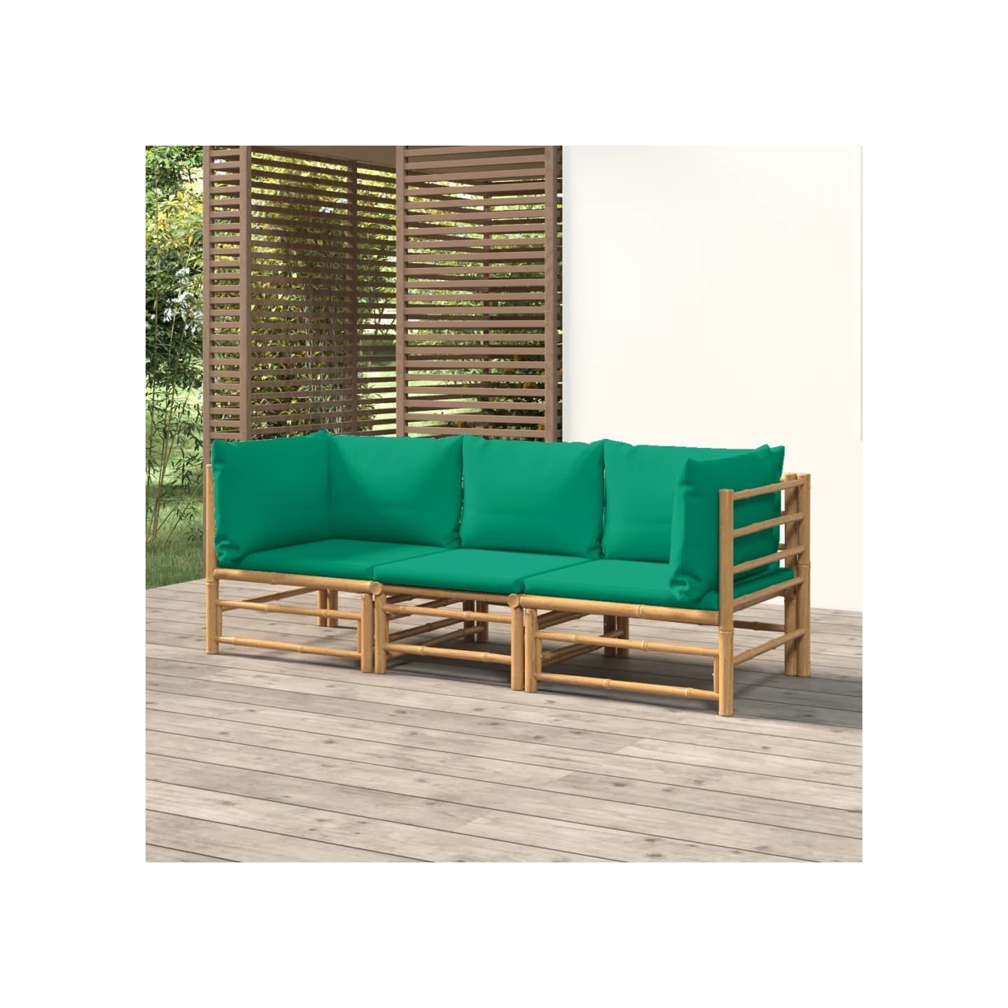 Salon de jardin 3 pcs avec coussins vert bambou