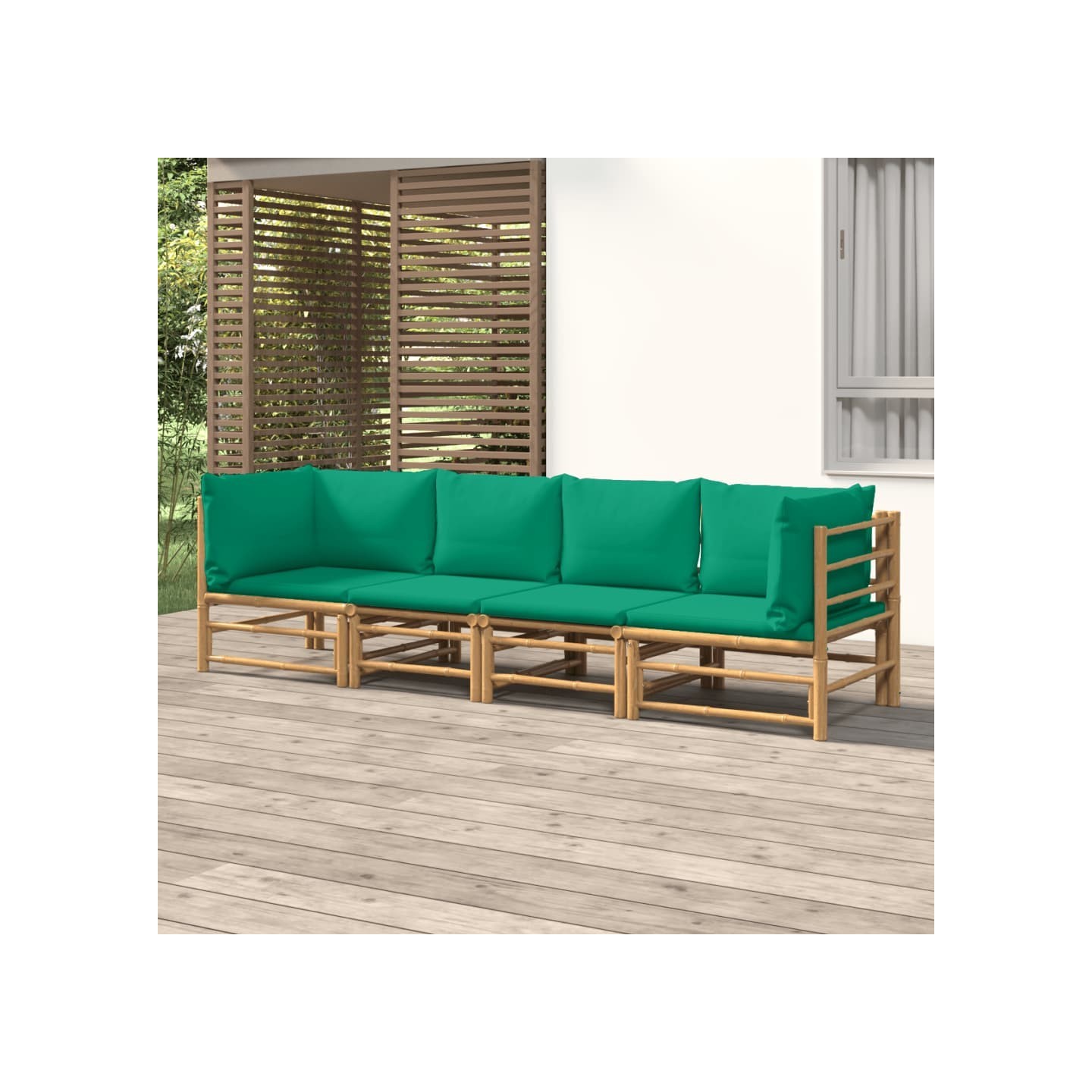 Salon de jardin 4 pcs avec coussins vert bambou