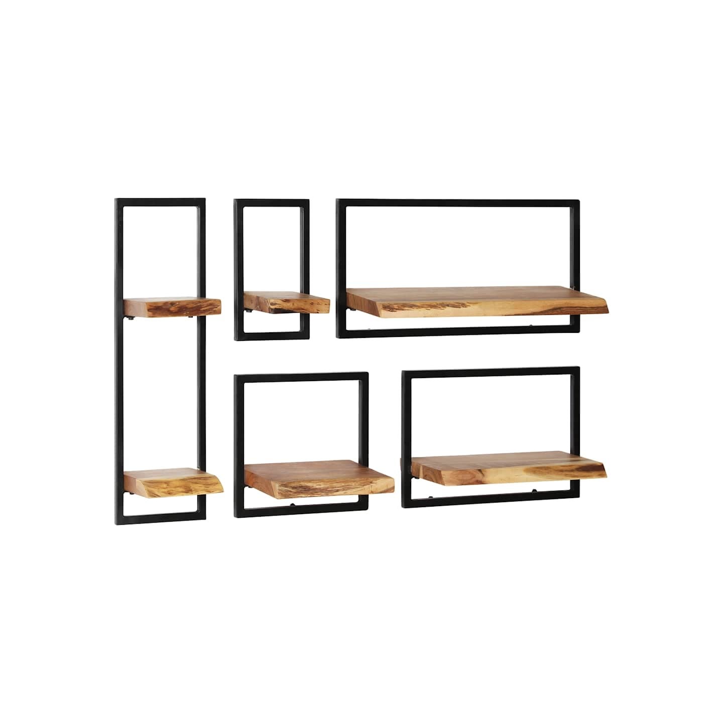 Set d'étagères murales 5 pcs Bois d'acacia massif et acier