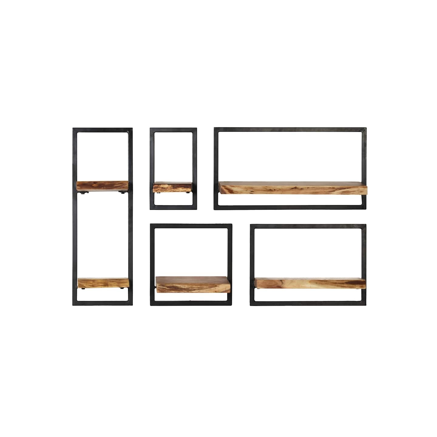 Set d'étagères murales 5 pcs Bois d'acacia massif et acier