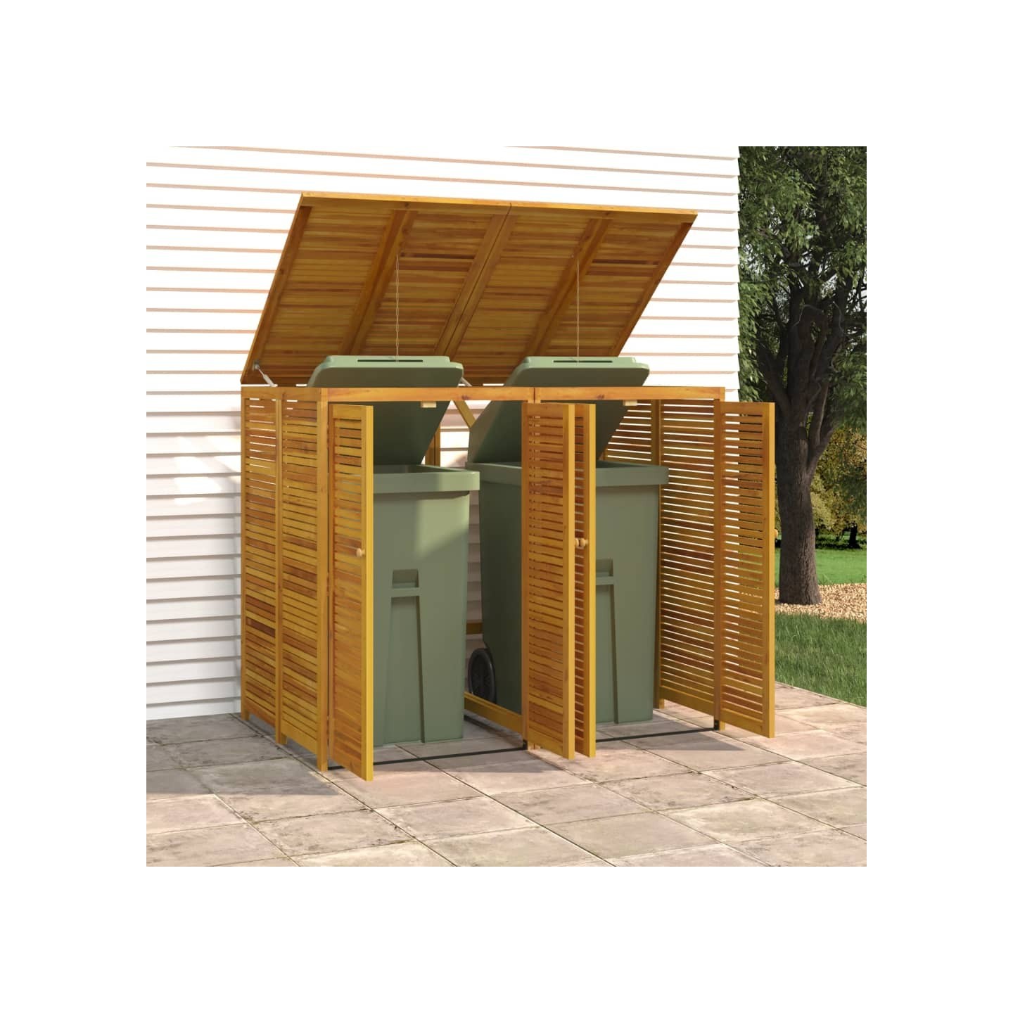 Abri à poubelle double 140x89x117 cm bois massif d'acacia