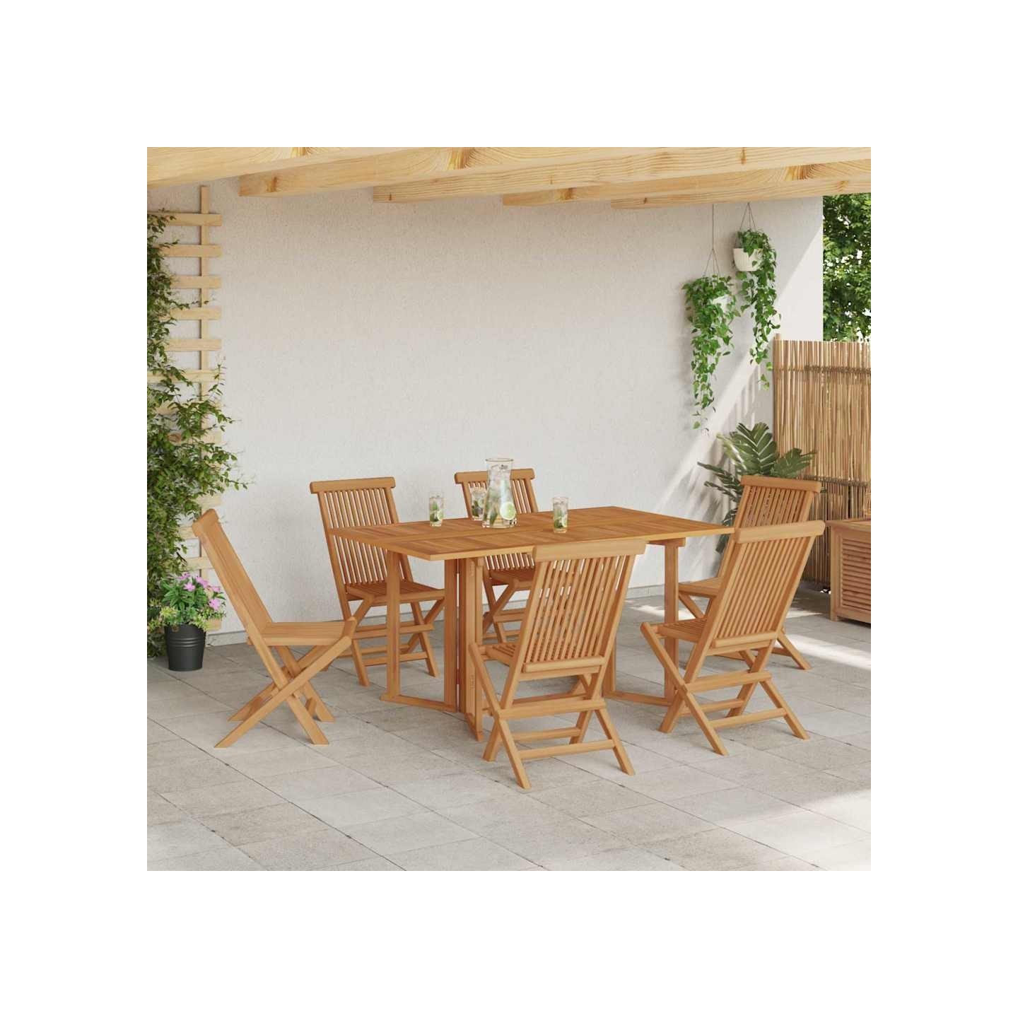 Ensemble de salle à manger pour jardin 7 pc Marron