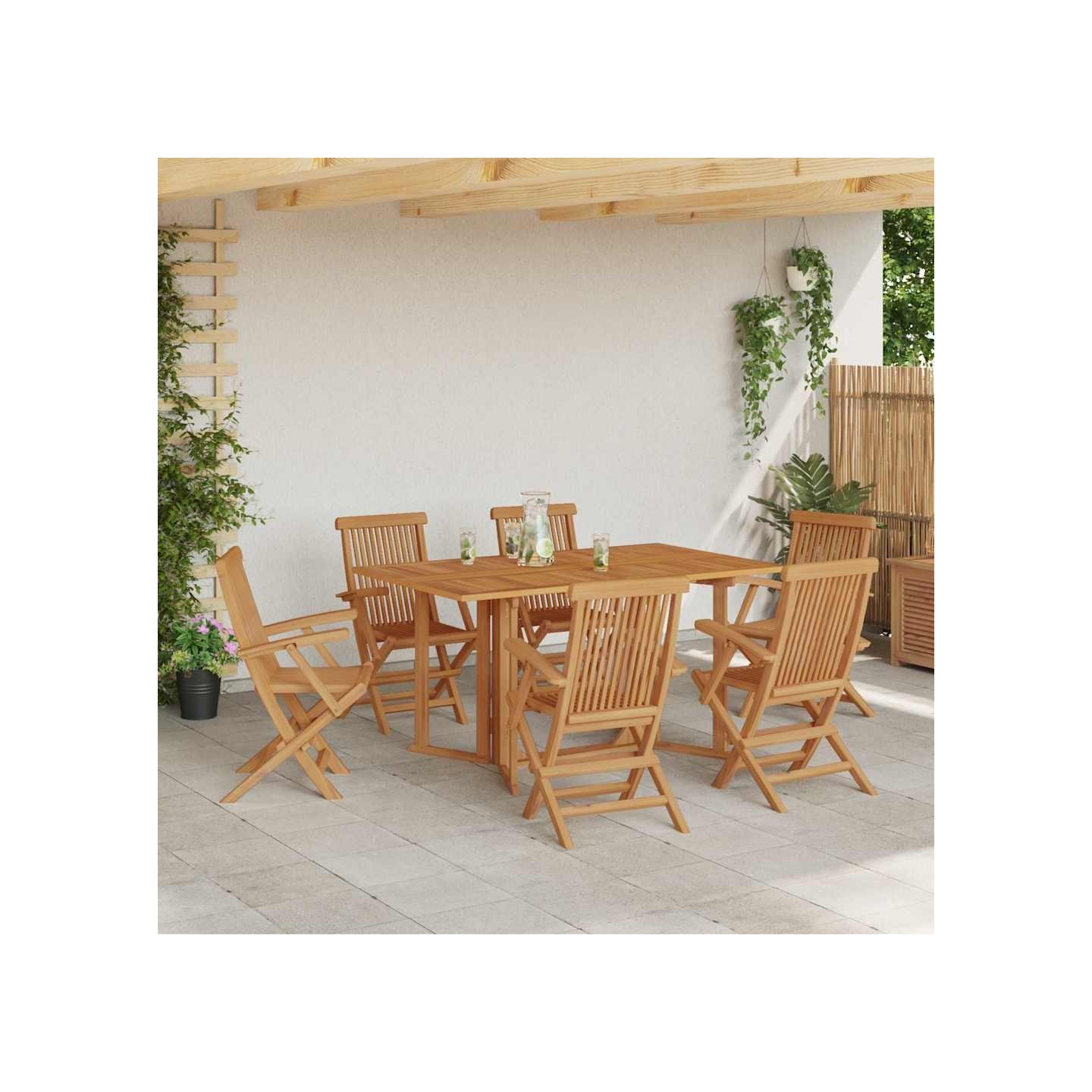 Ensemble de salle à manger pour jardin 7 pc Marron