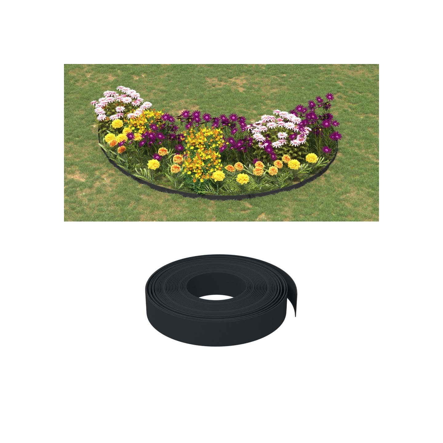 Bordures de jardin 4 pcs noir 10 m 10 cm polyéthylène