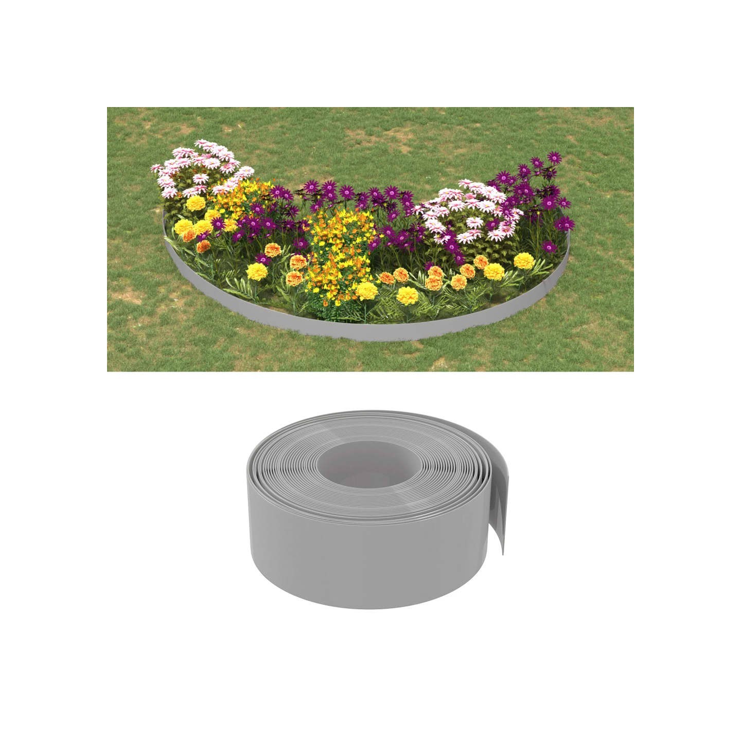 Bordures de jardin 3 pcs gris 10 m 20 cm polyéthylène