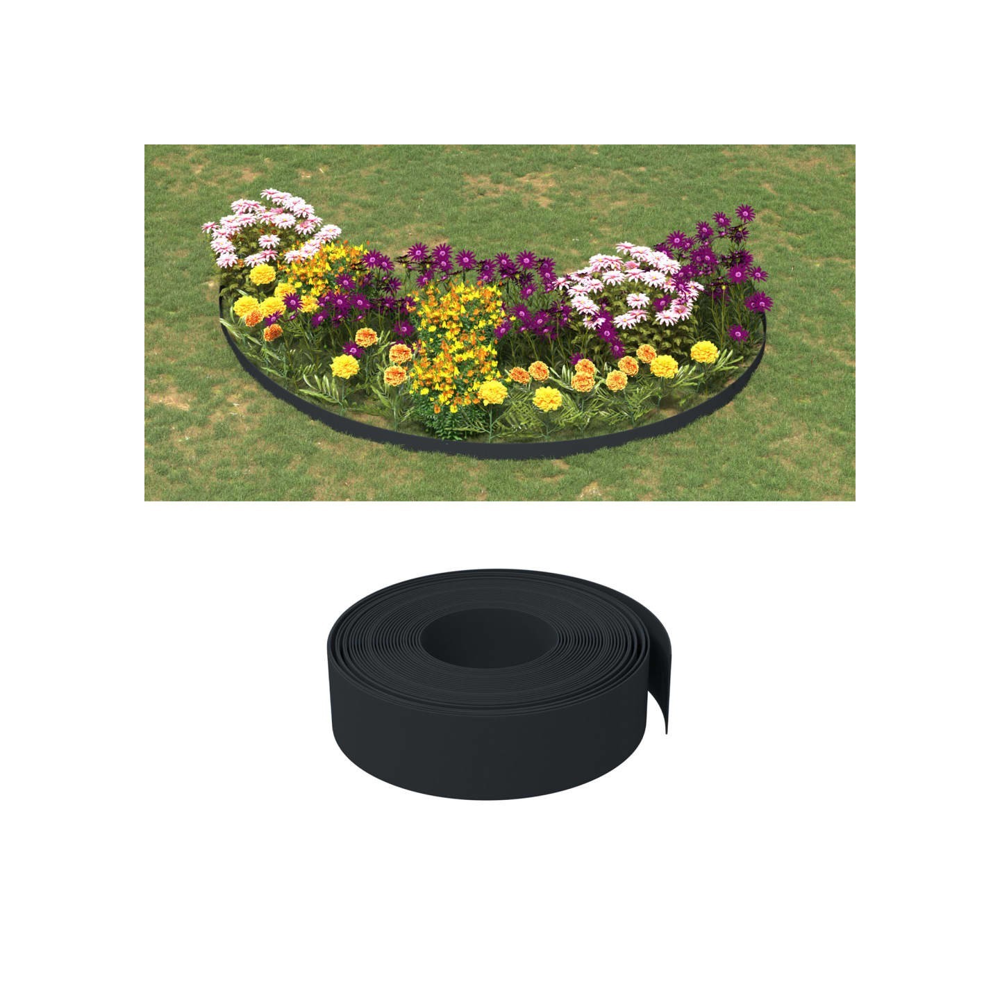 Bordures de jardin 4 pcs noir 10 m 15 cm polyéthylène