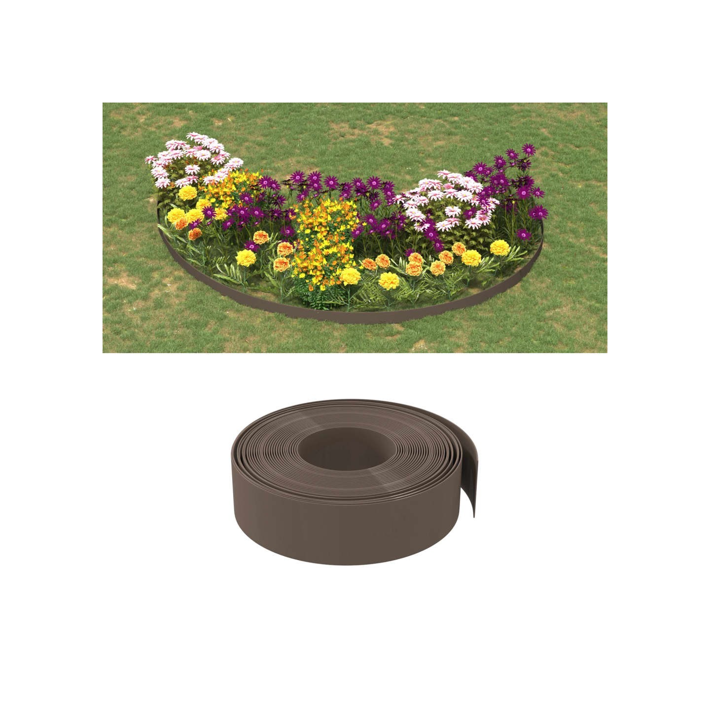 Bordures de jardin 4 pcs marron 10 m 15 cm polyéthylène