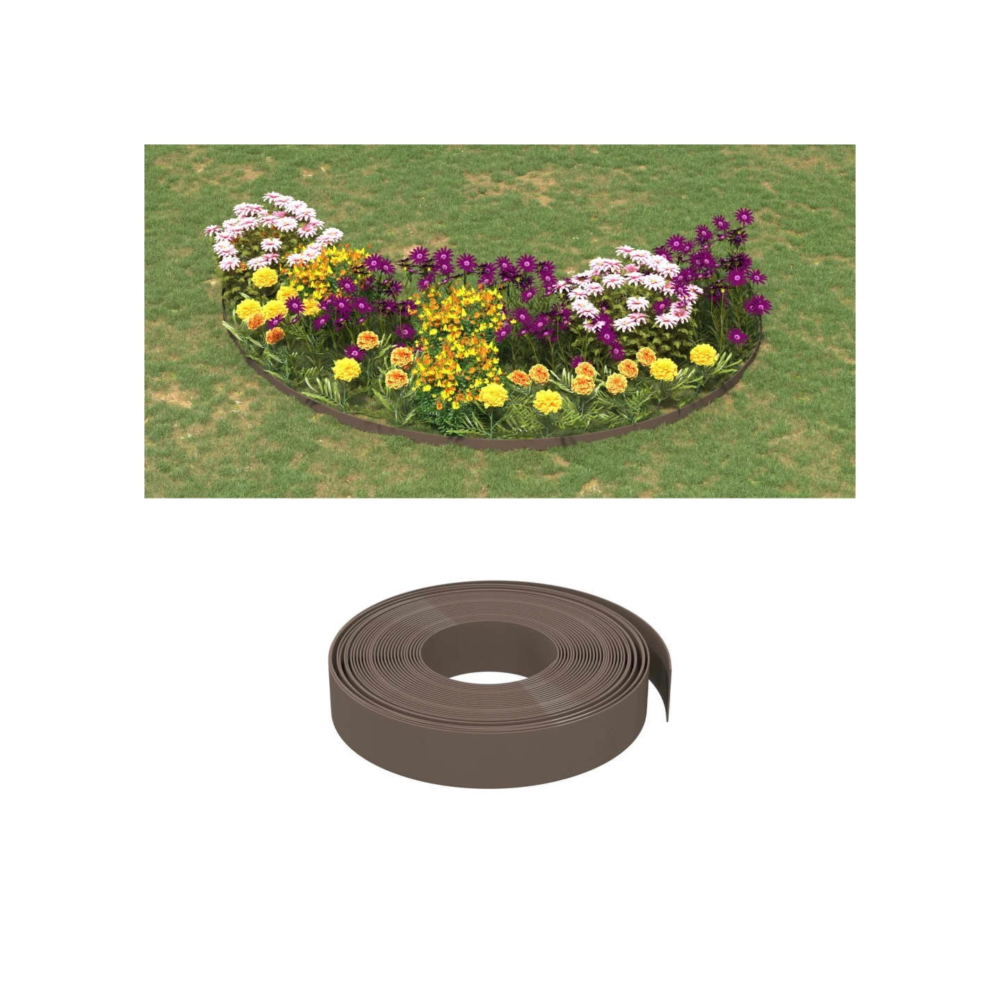Bordures de jardin 4 pcs marron 10 m 10 cm polyéthylène