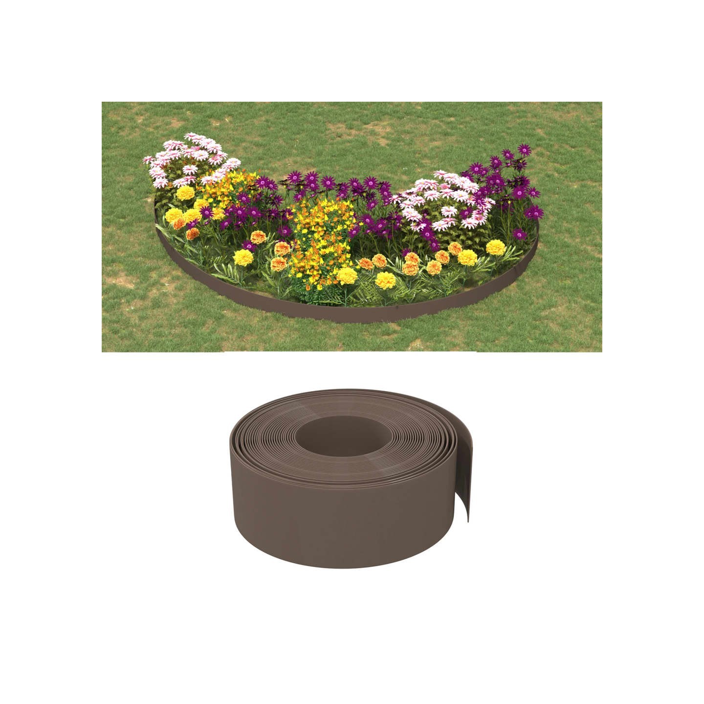 Bordures de jardin 4 pcs marron 10 m 20 cm polyéthylène