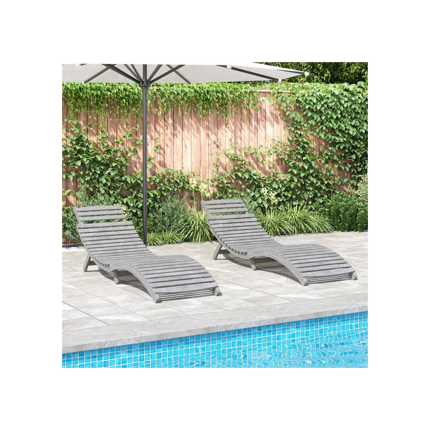 Chaises longues lot de 2 gris 184x55x64 cm bois massif acacia