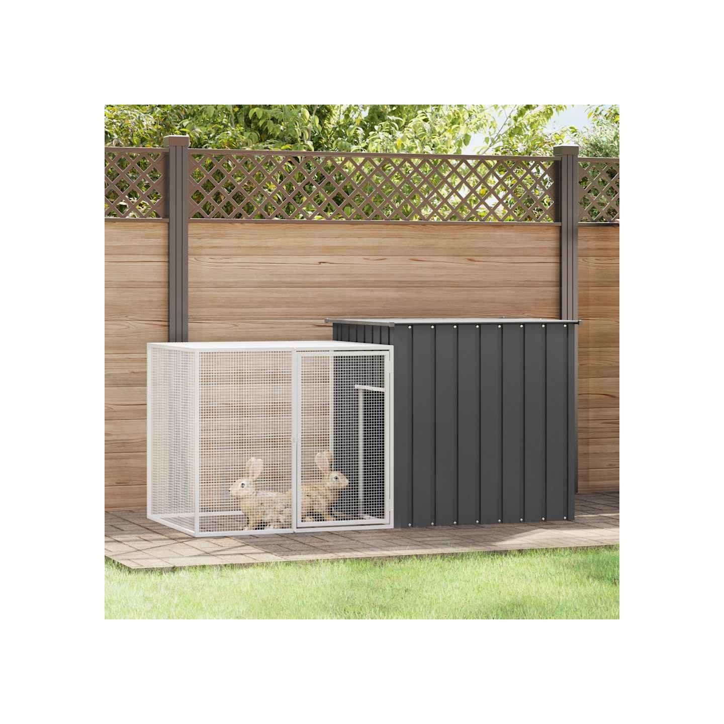 Clapier Anthracite 200x91x100 cm Acier galvanisé