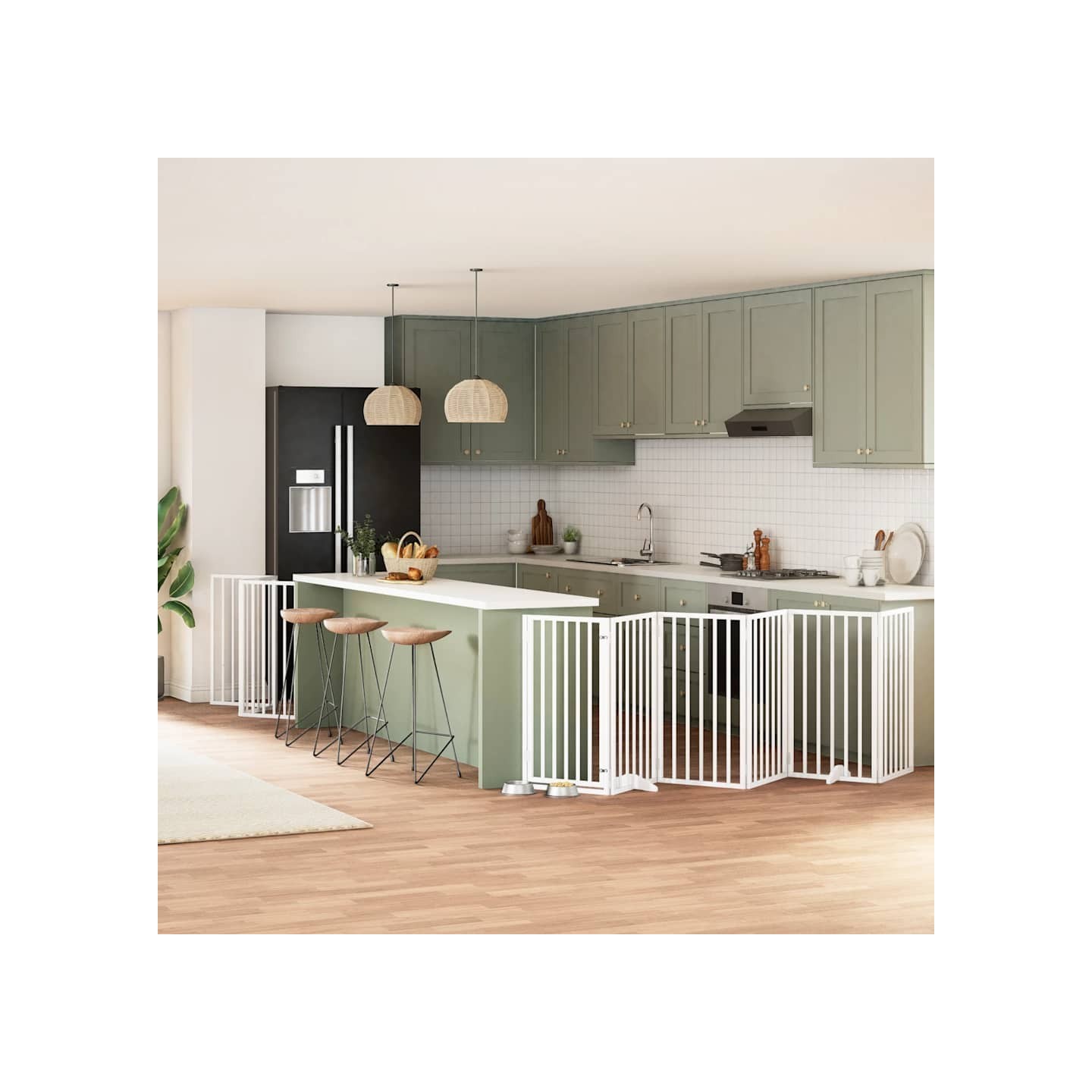 Barrière pour chien porte pliable 15 panneaux bois de peuplier