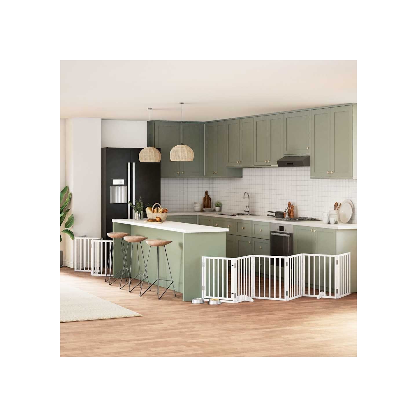 Barrière pour chien porte pliable 15 panneaux bois de peuplier