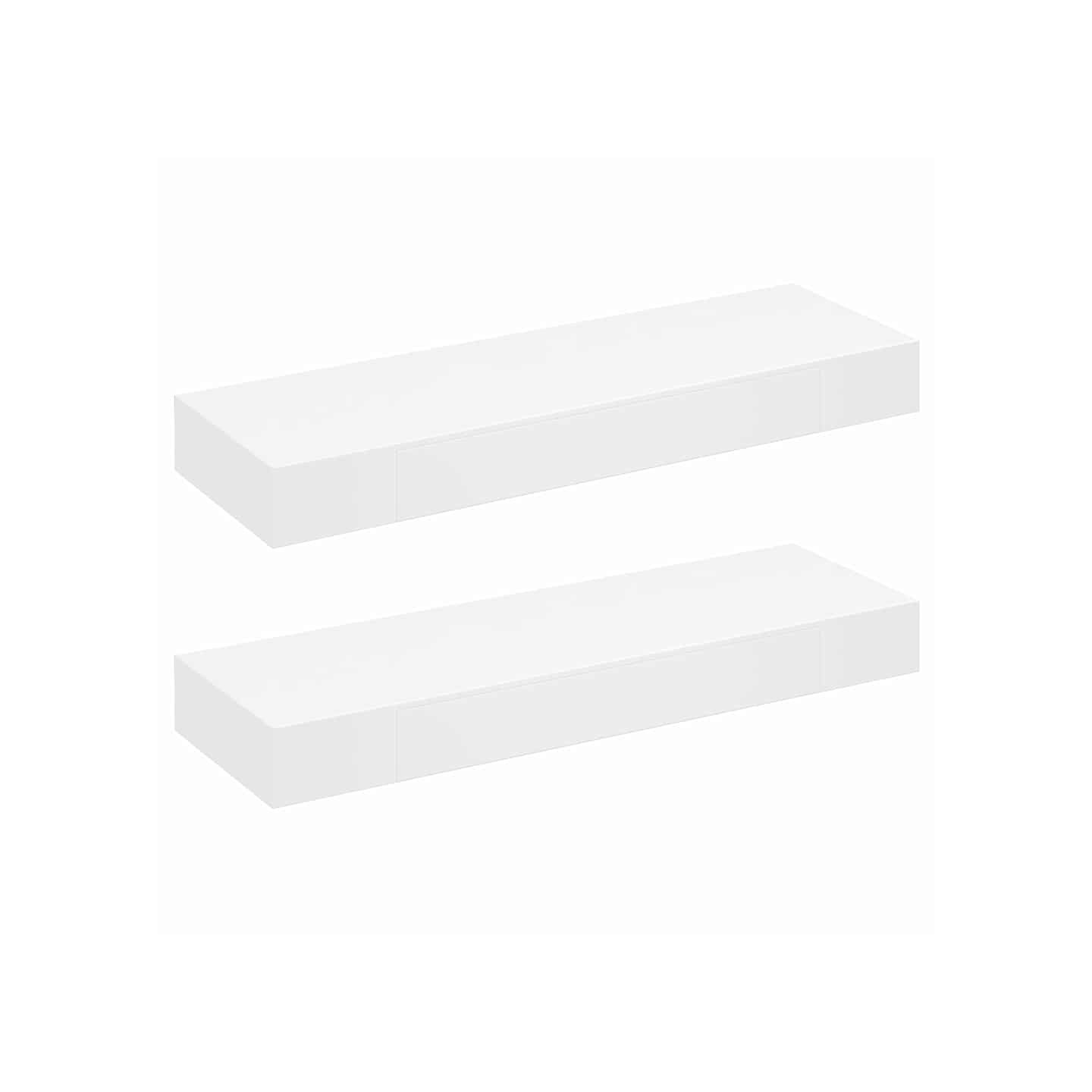 Étagères murales avec tiroirs 2 pcs Blanc 80 cm