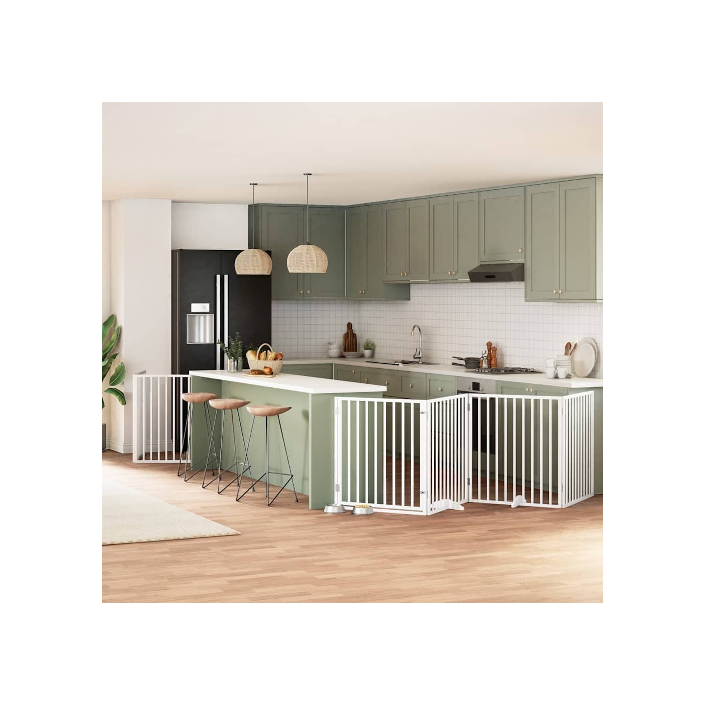 Barrière pour chien porte pliable 6panneaux blanc bois peuplier