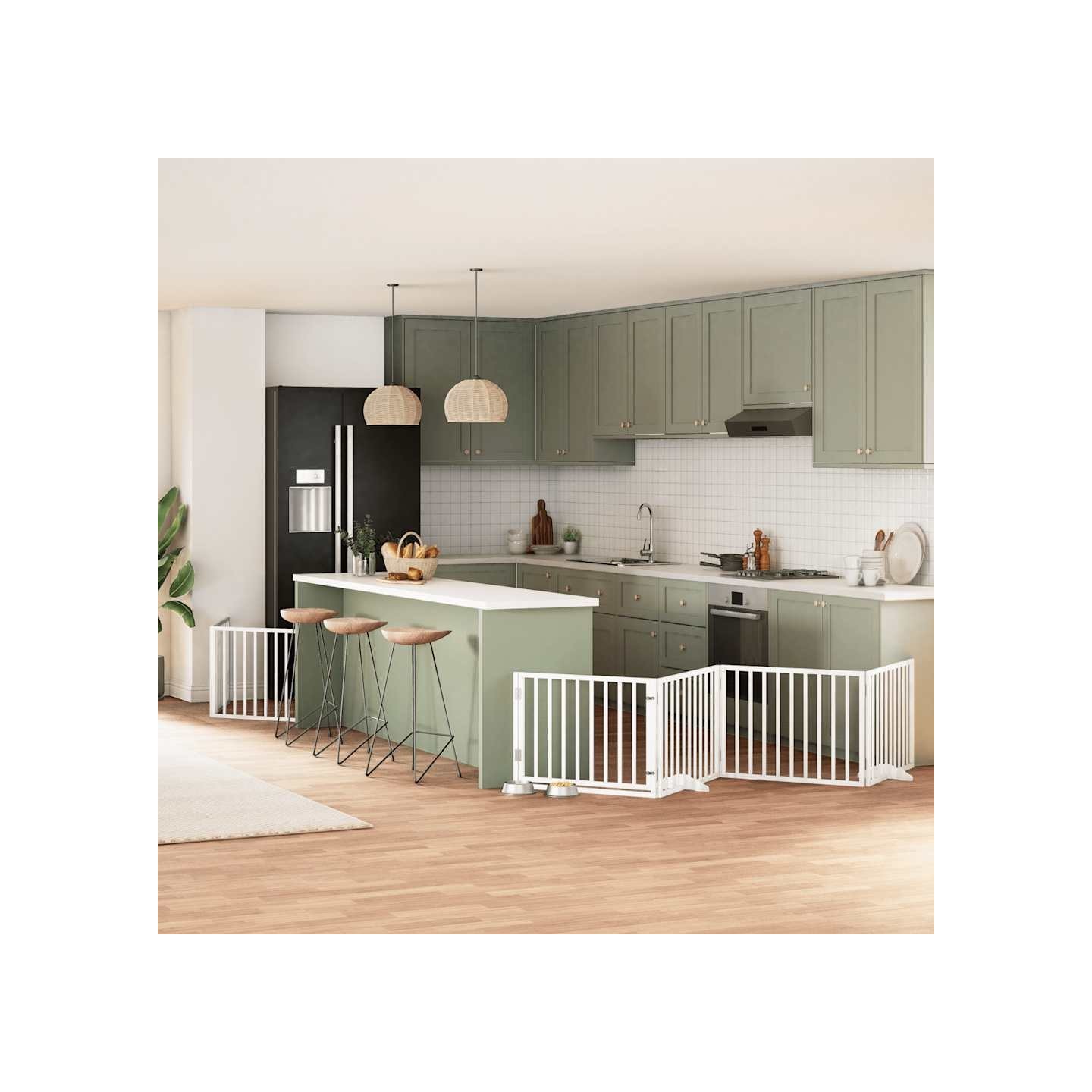 Barrière pour chien porte pliable 6panneaux blanc bois peuplier