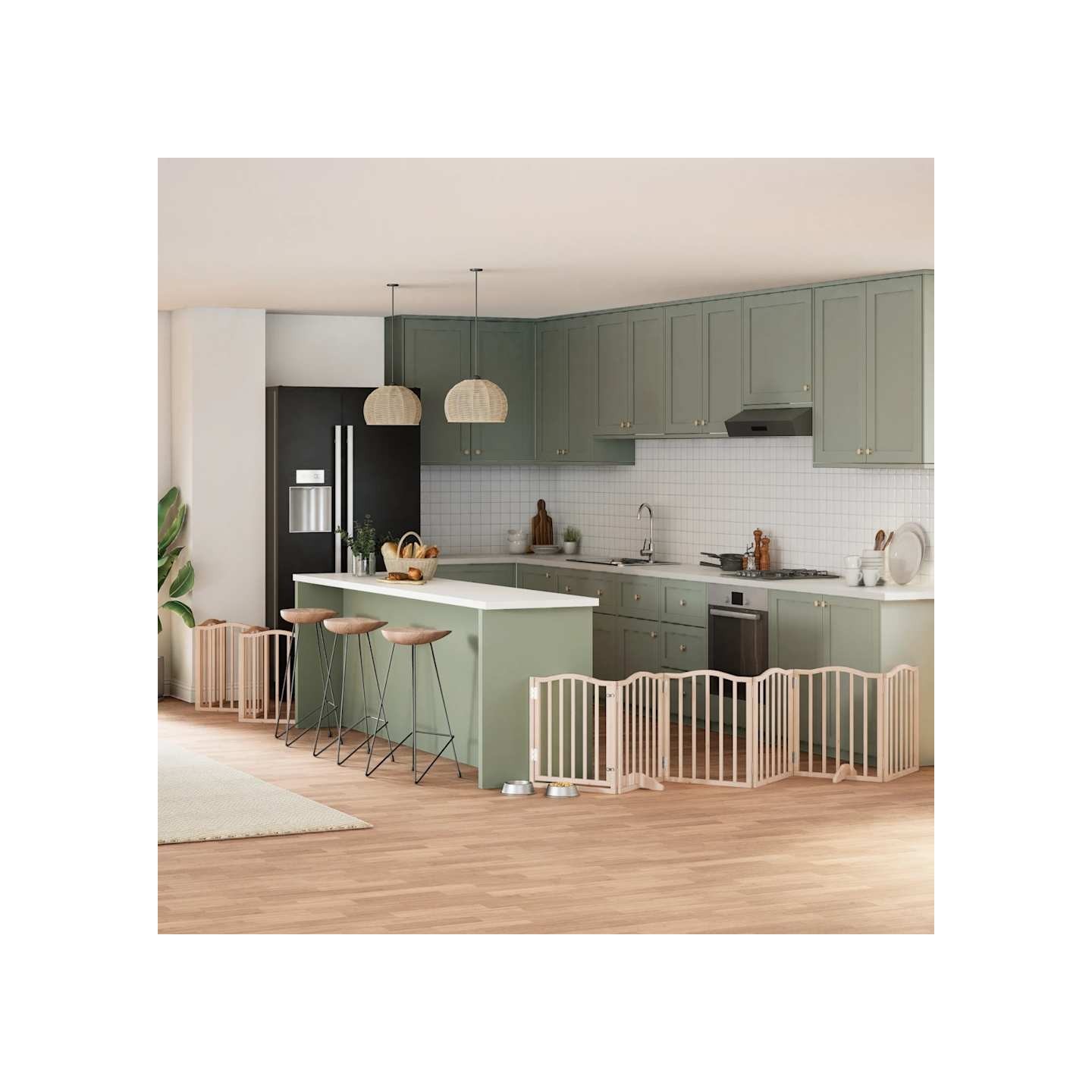 Barrière pour chien porte pliable 15 panneaux bois de peuplier