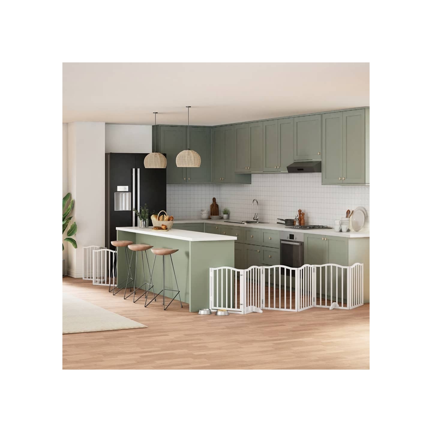 Barrière pour chien porte pliable 9panneaux blanc bois peuplier