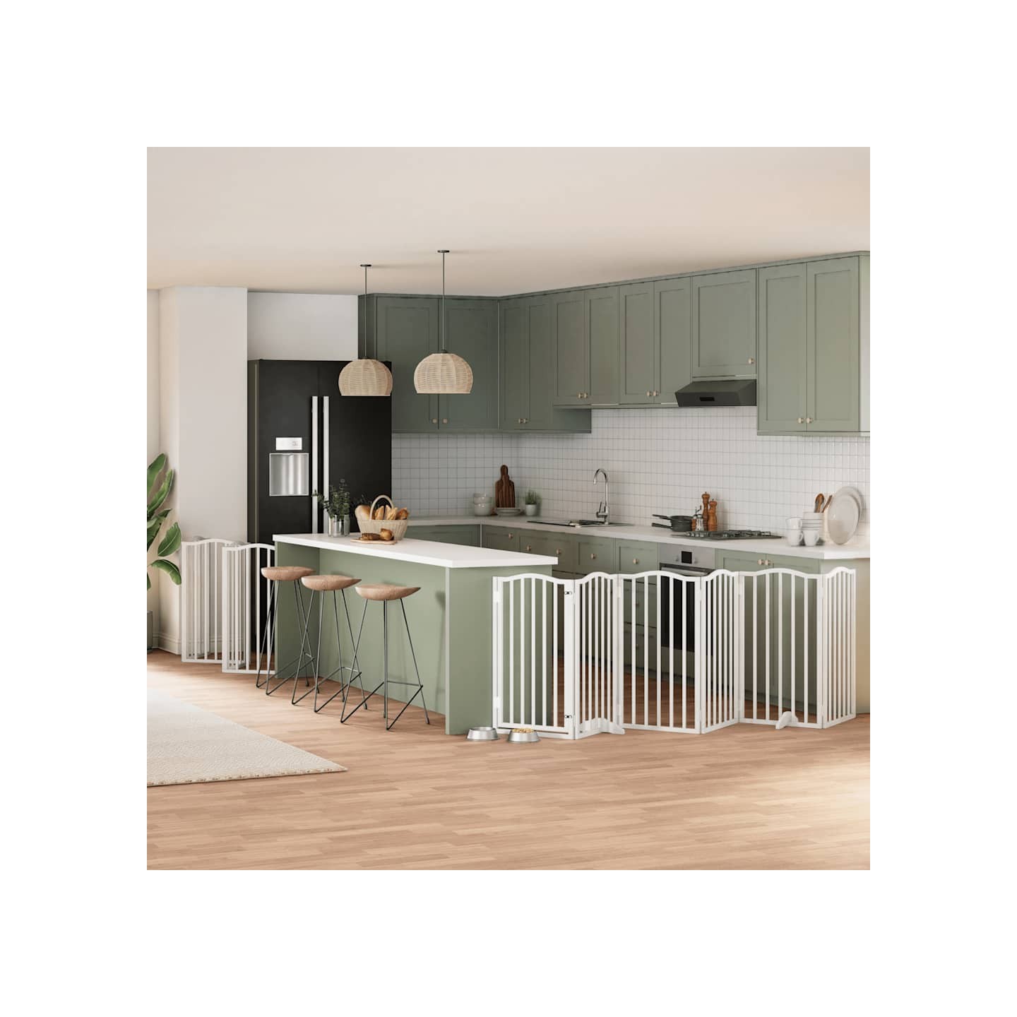 Barrière pour chien porte pliable 15 panneaux bois de peuplier