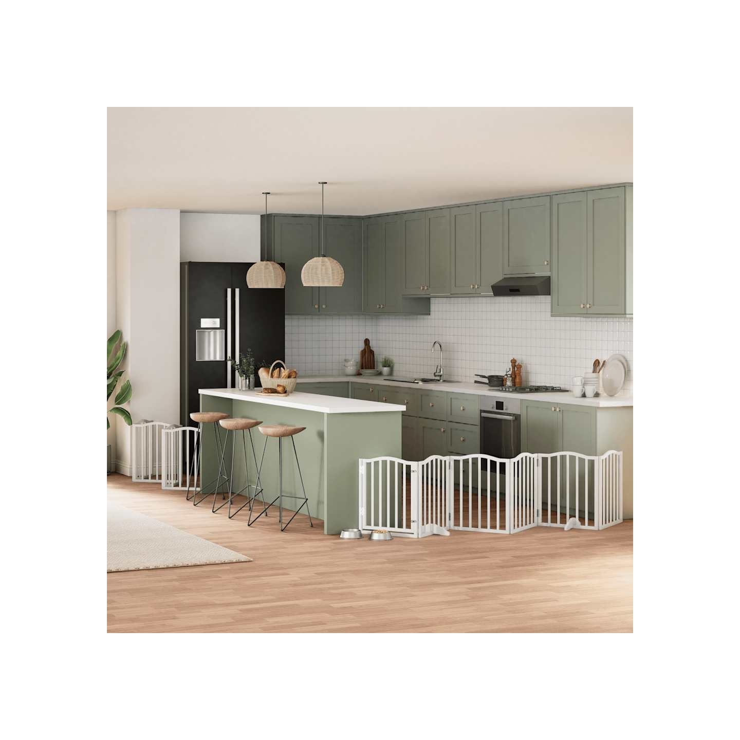 Barrière pour chien porte pliable 12 panneaux bois de peuplier