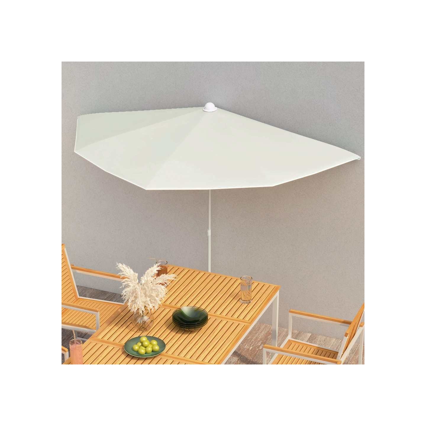 Demi-parasol de jardin avec mât 180x90 cm sable