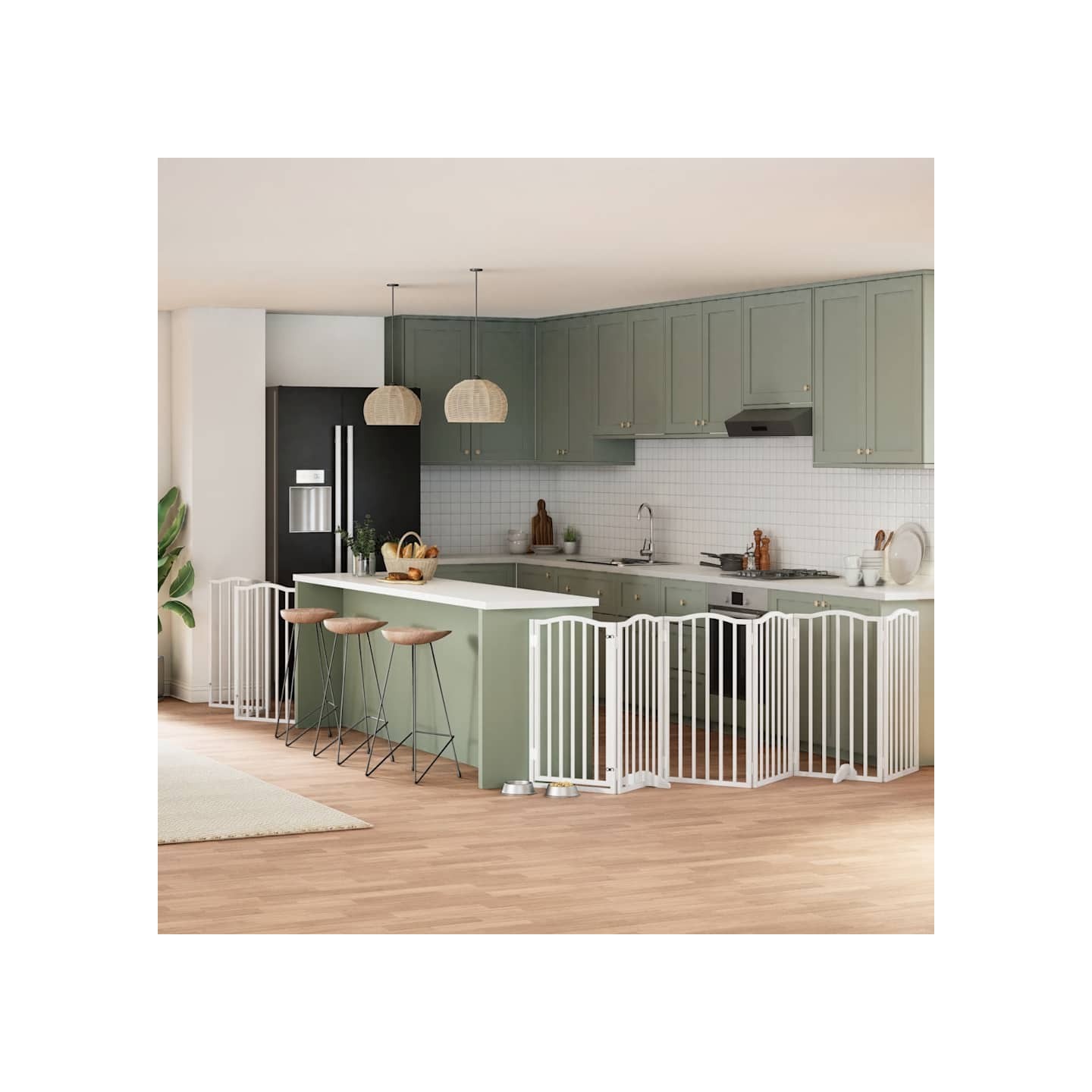 Barrière pour chien porte pliable 9panneaux blanc bois peuplier
