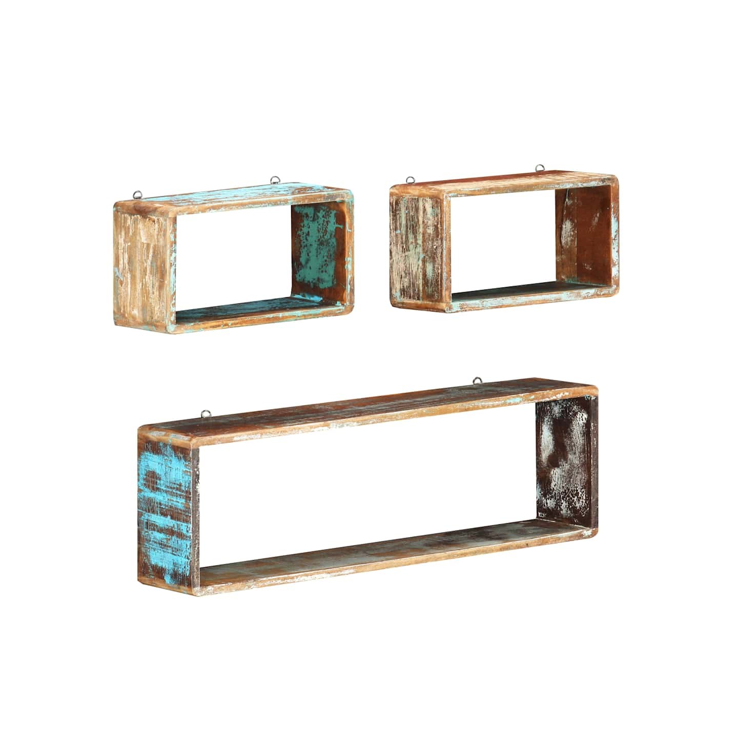 Ensemble d'étagère cube 3 pcs Bois solide de récupération