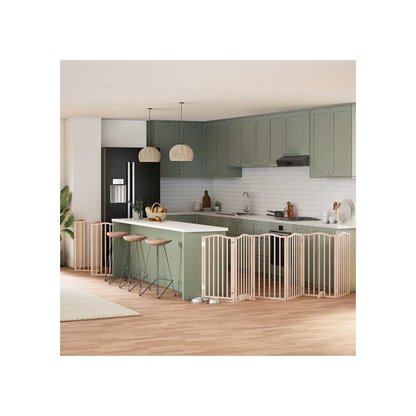 Barrière pour chien porte pliable 15 panneaux bois de peuplier