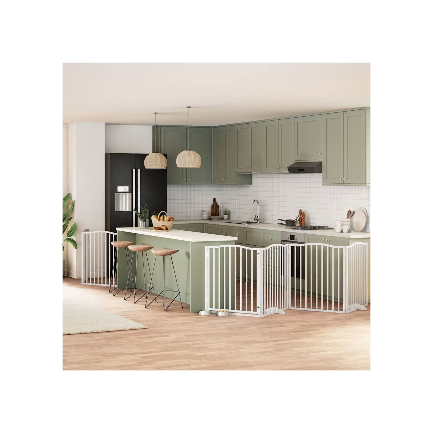 Barrière pour chien porte pliable 8panneaux blanc bois peuplier