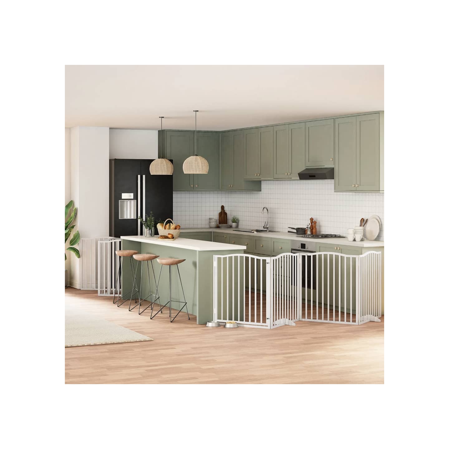 Barrière pour chien porte pliable 10 panneaux bois de peuplier