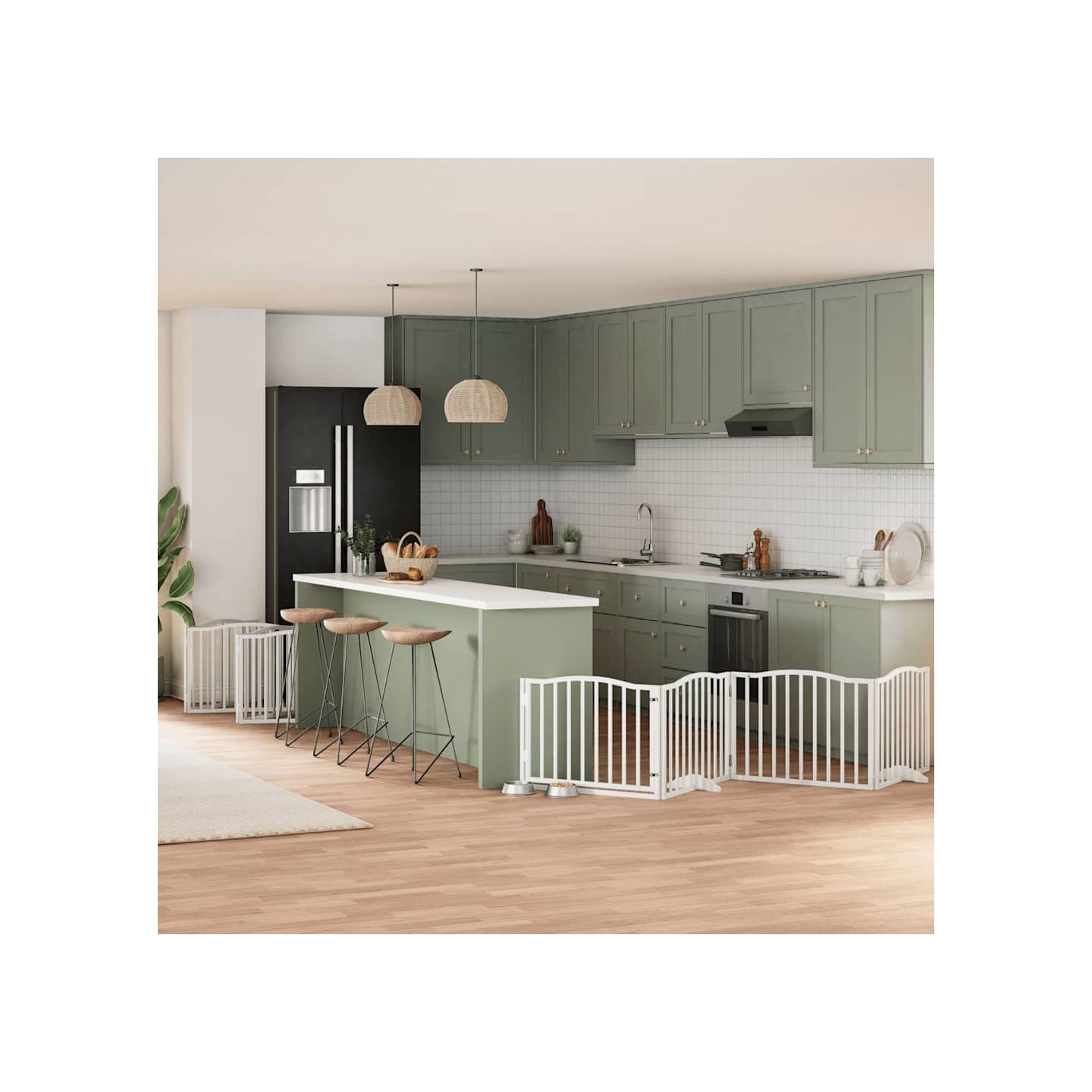 Barrière pour chien porte pliable 10 panneaux bois de peuplier