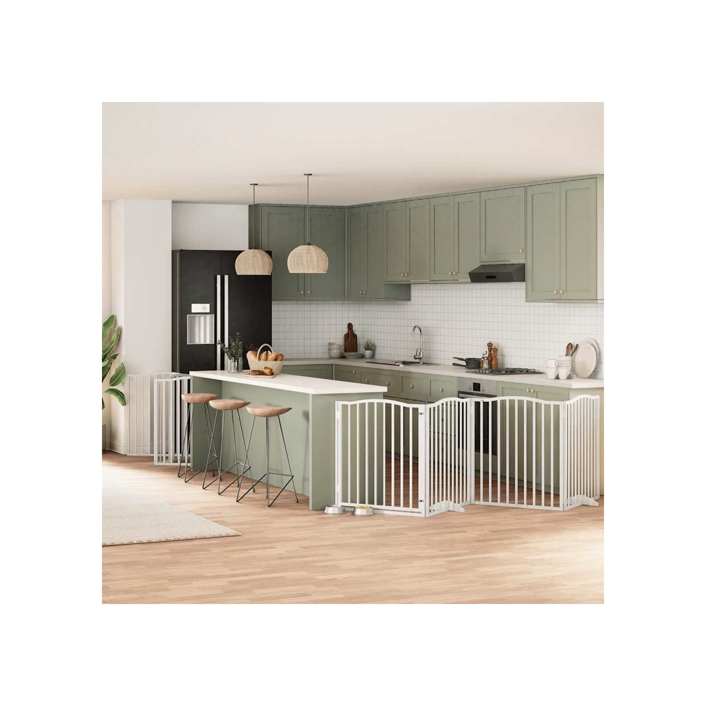 Barrière pour chien porte pliable 12 panneaux bois de peuplier