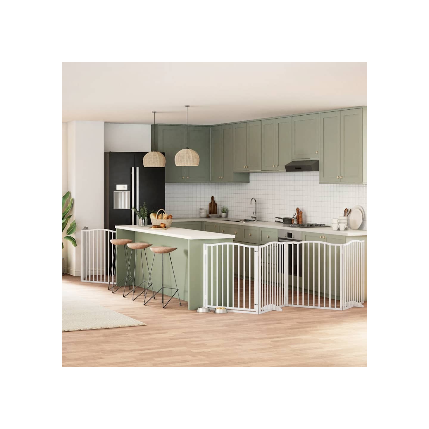 Barrière pour chien porte pliable 6panneaux blanc bois peuplier