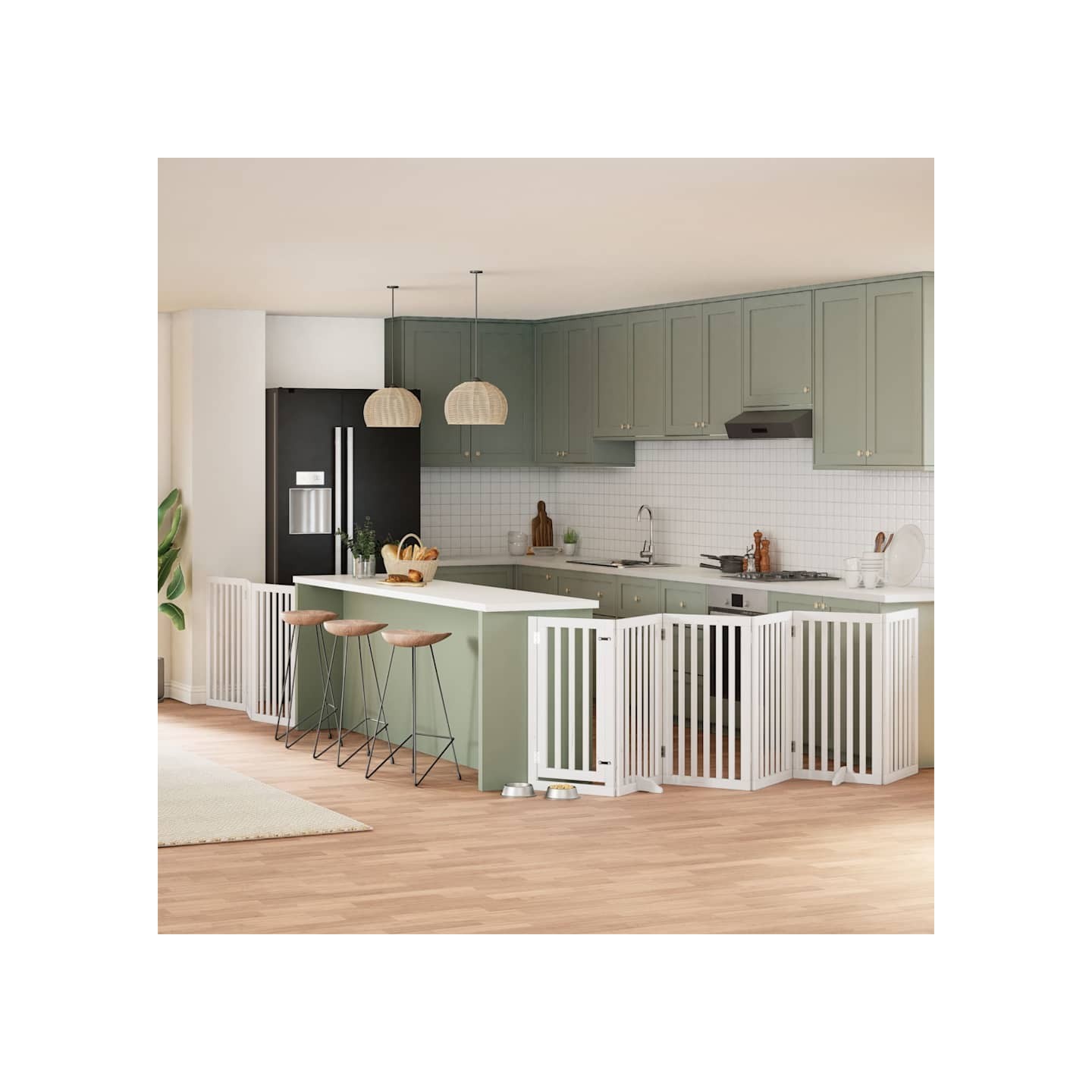Barrière pour chien porte pliable 9panneaux blanc bois peuplier
